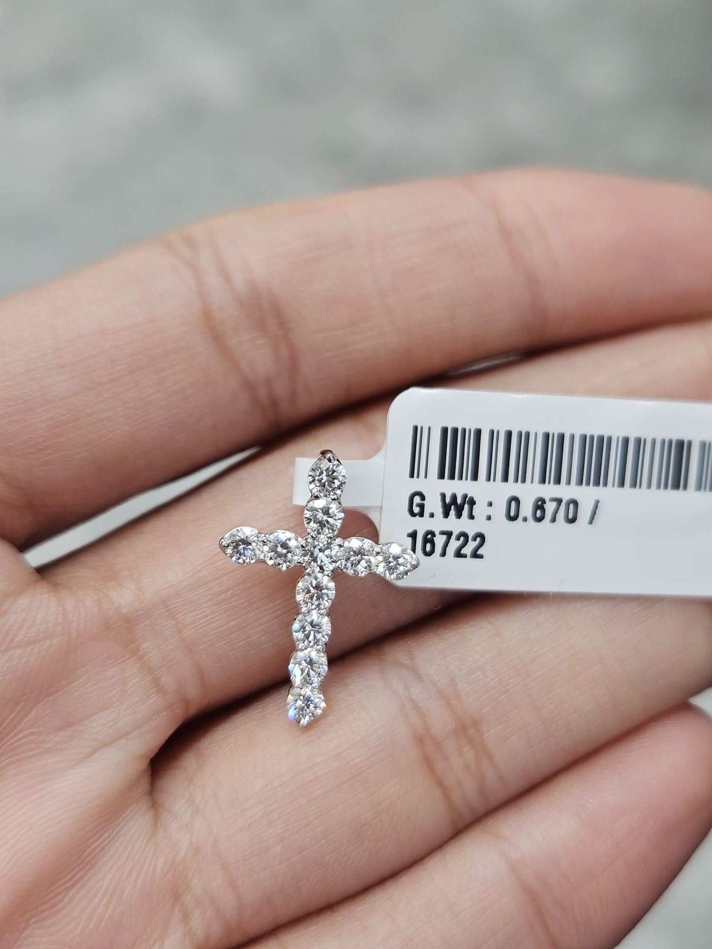 White Gold Cross Lab Diamond Pendant