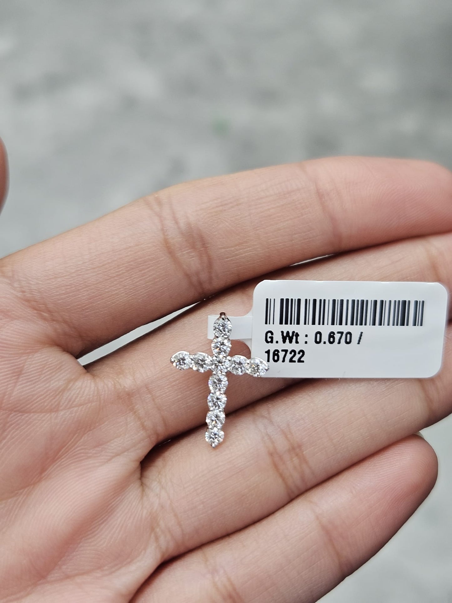 White Gold Cross Lab Diamond Pendant