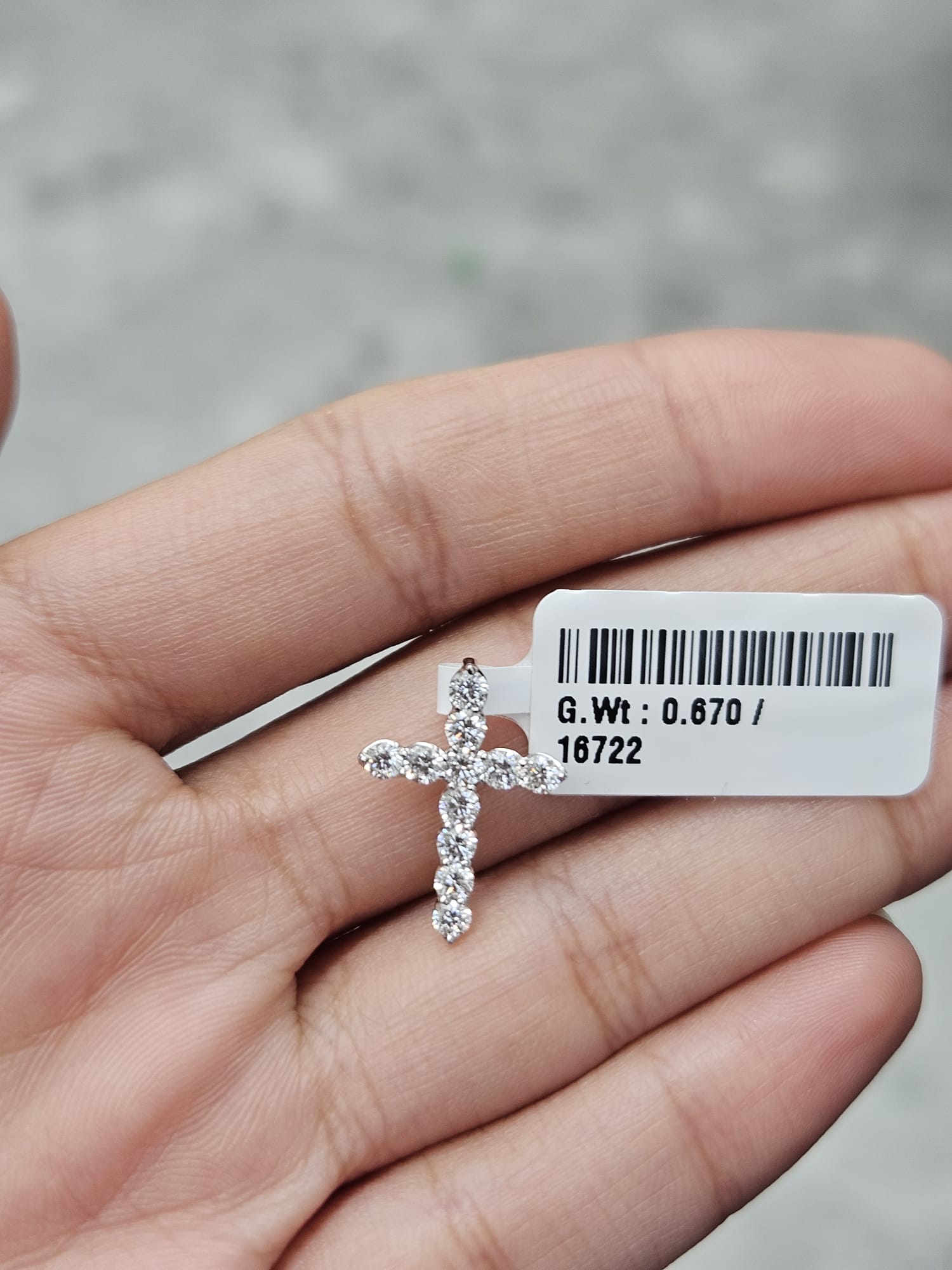 White Gold Cross Lab Diamond Pendant