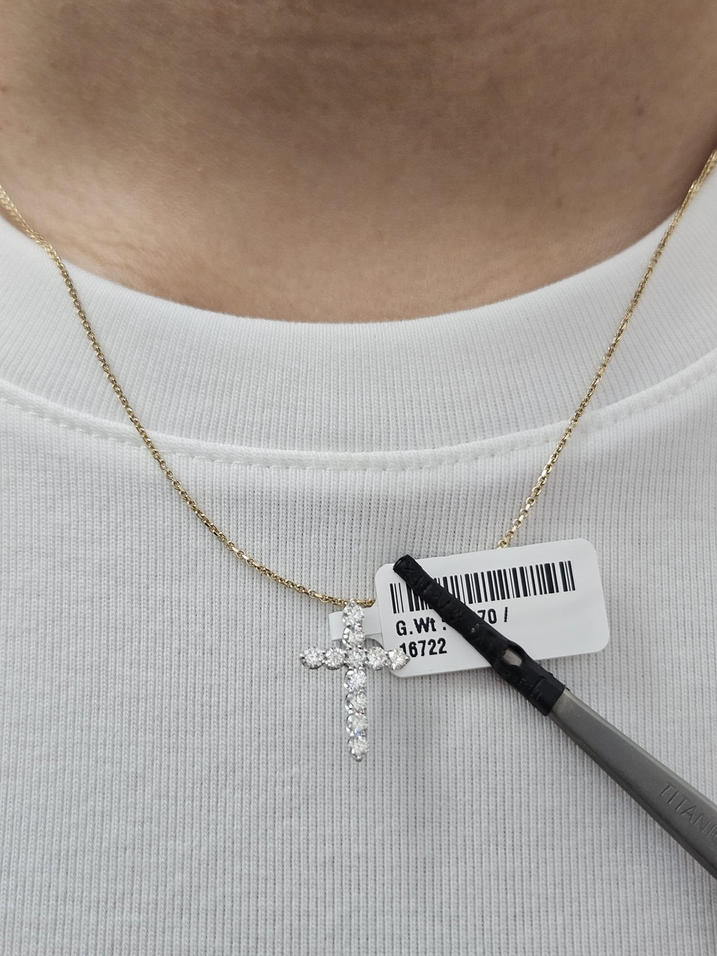 White Gold Cross Lab Diamond Pendant