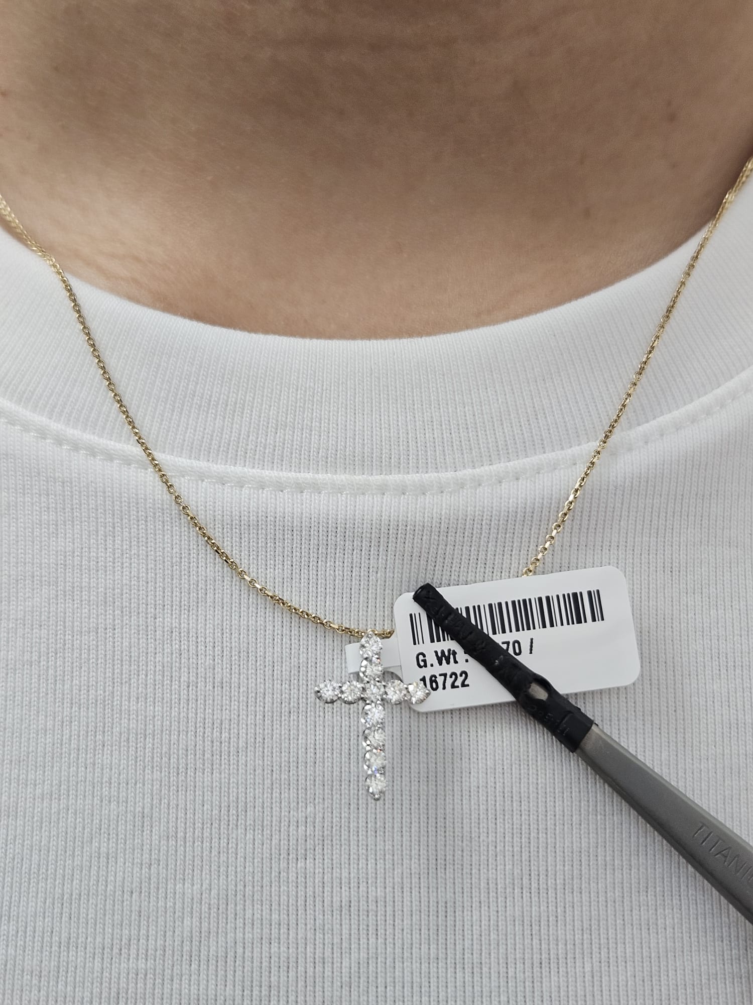 White Gold Cross Lab Diamond Pendant