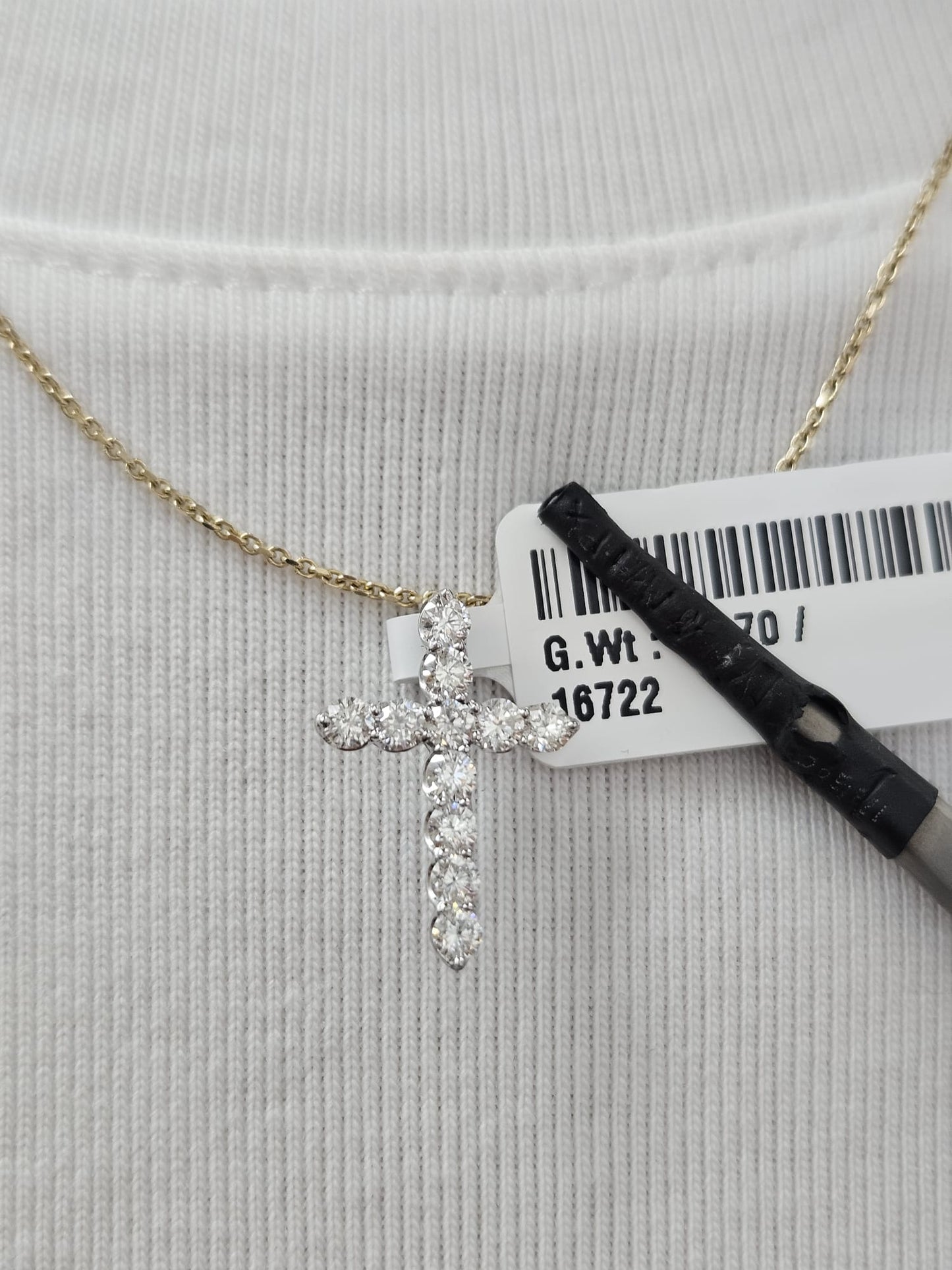White Gold Cross Lab Diamond Pendant