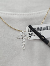 White Gold Cross Lab Diamond Pendant