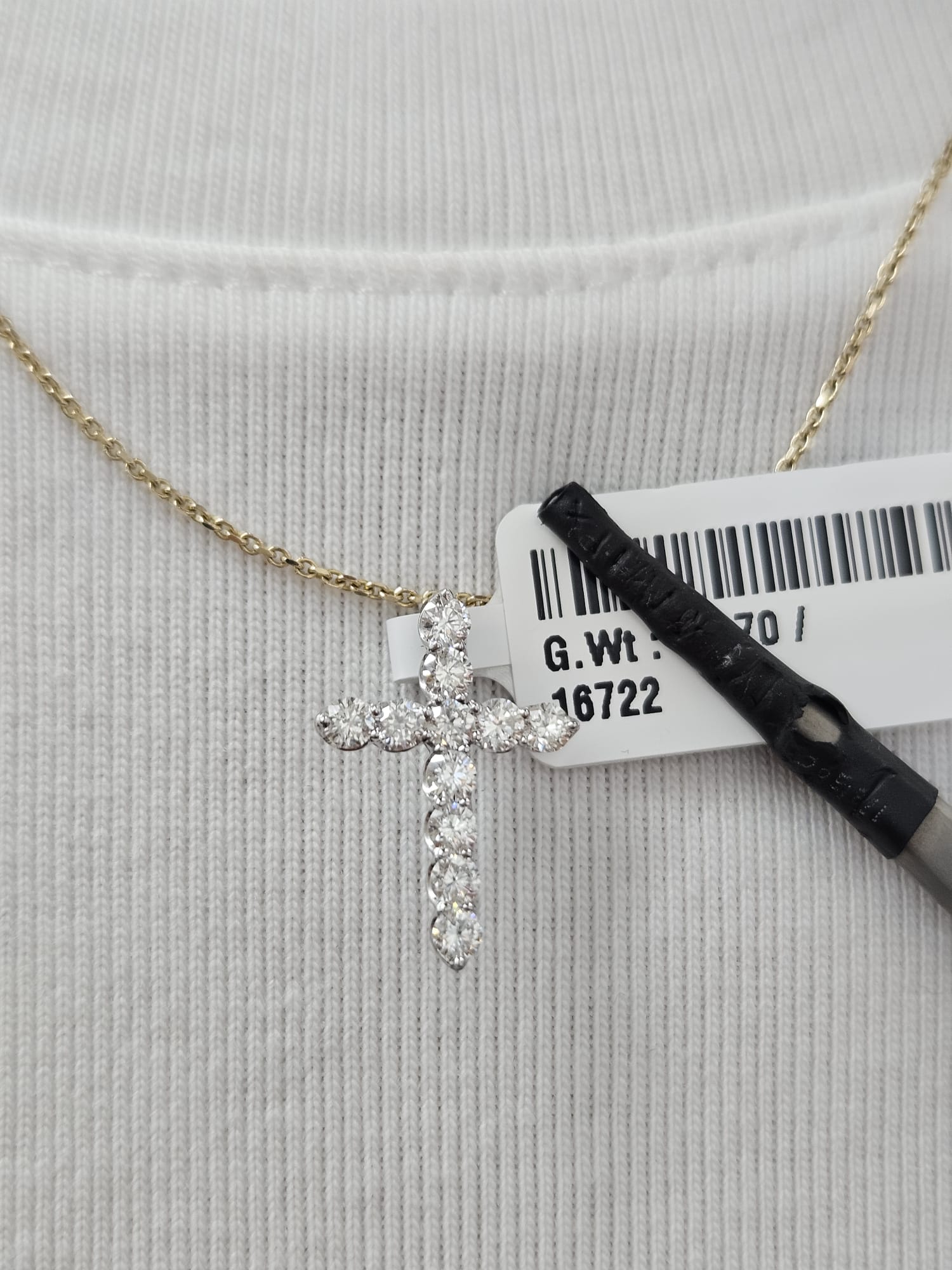 White Gold Cross Lab Diamond Pendant