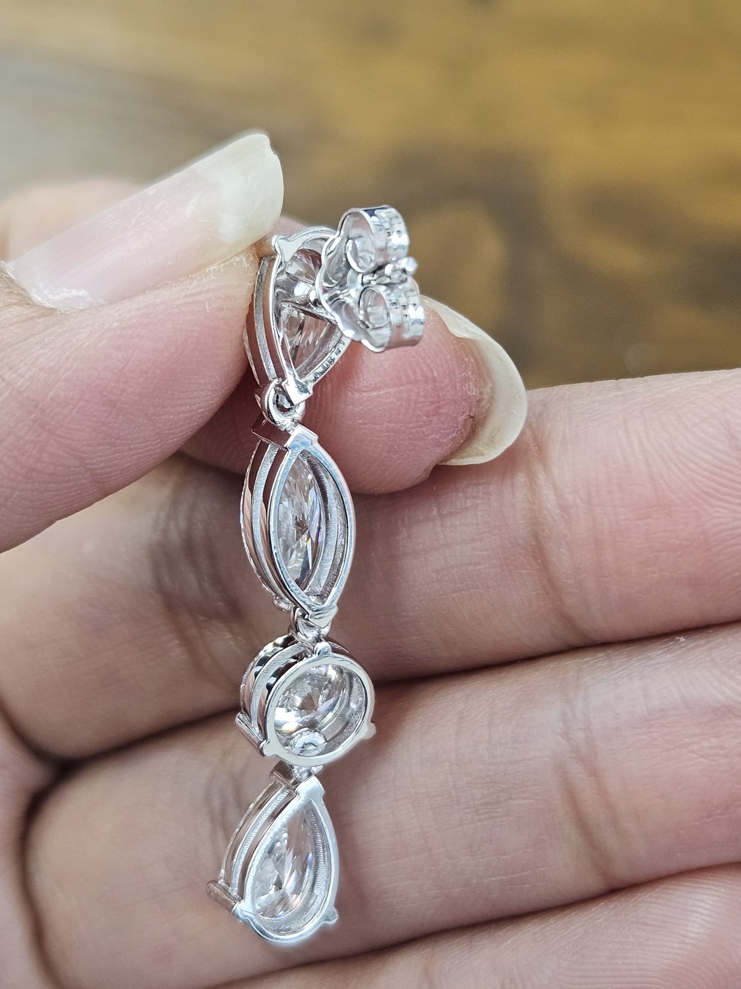 7.14cttw White Gold Mixed Shape Lab Diamond Dangle Earring