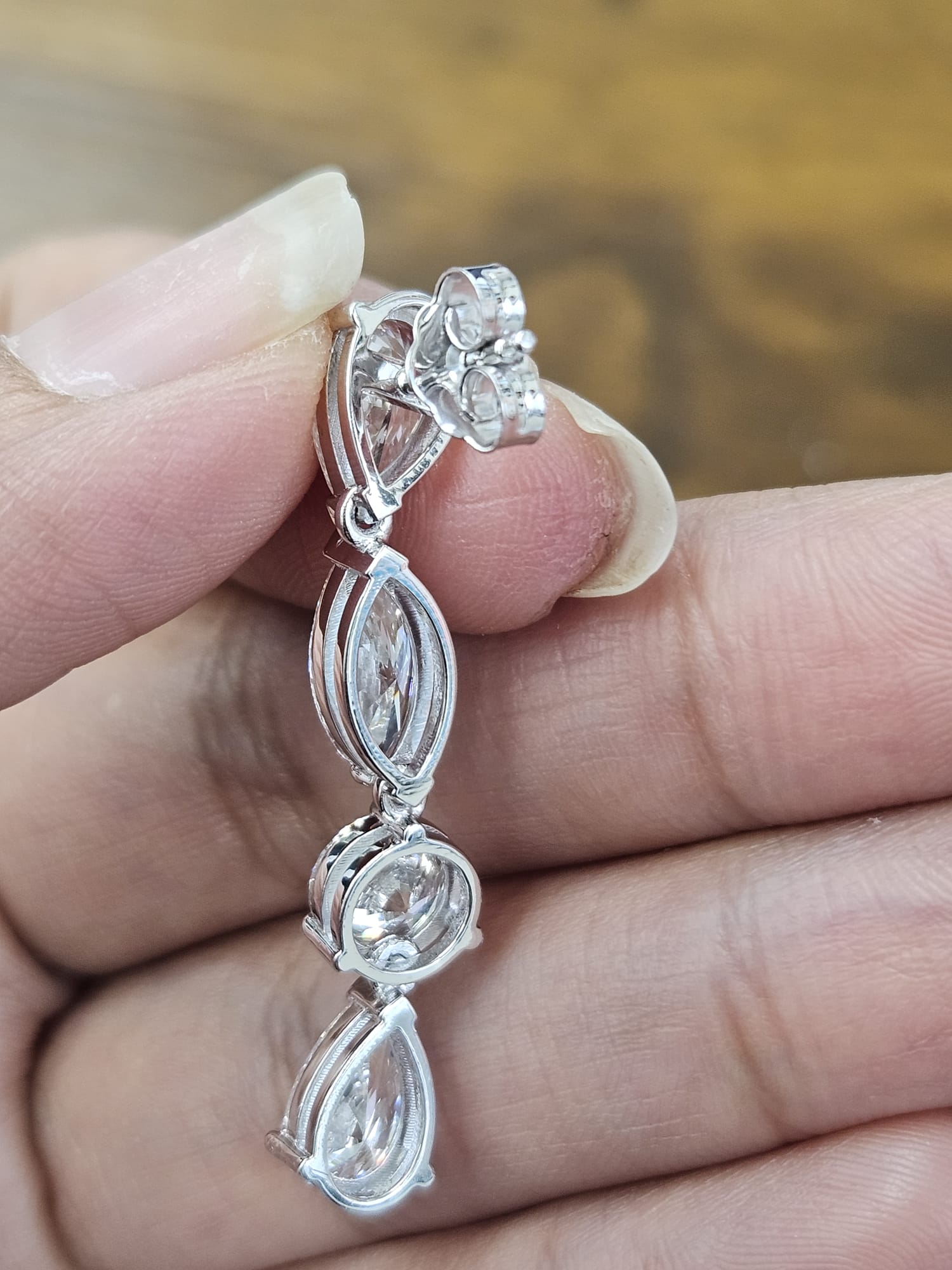 7.14cttw White Gold Mixed Shape Lab Diamond Dangle Earring