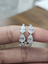 3.93cttw Pear Shape White Gold Lab Diamond Hoops