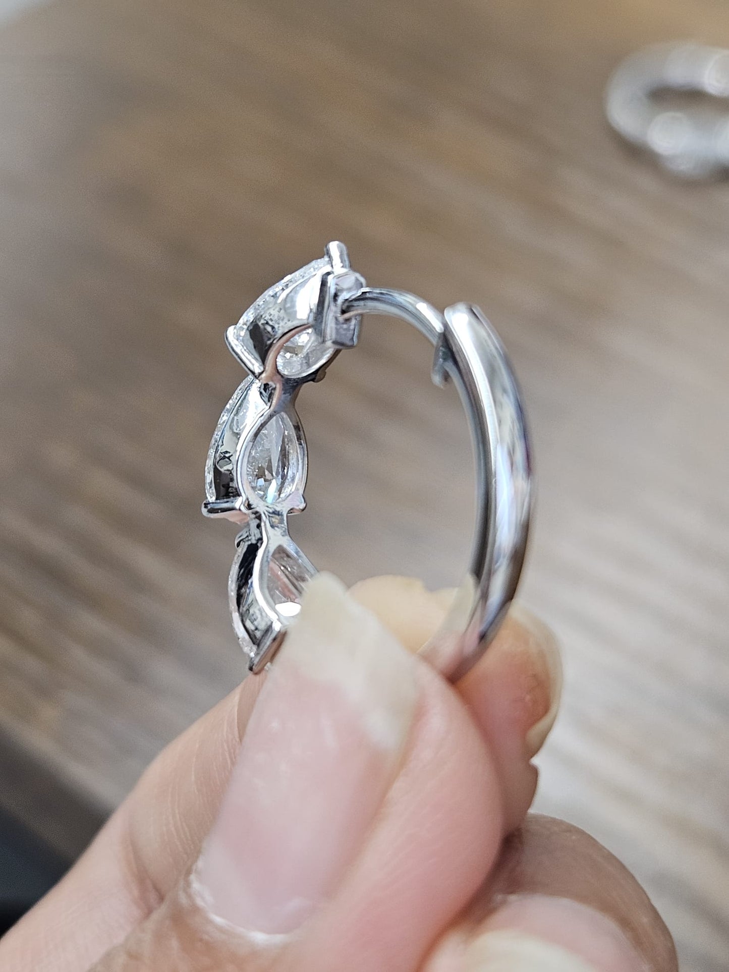 3.93cttw Pear Shape White Gold Lab Diamond Hoops
