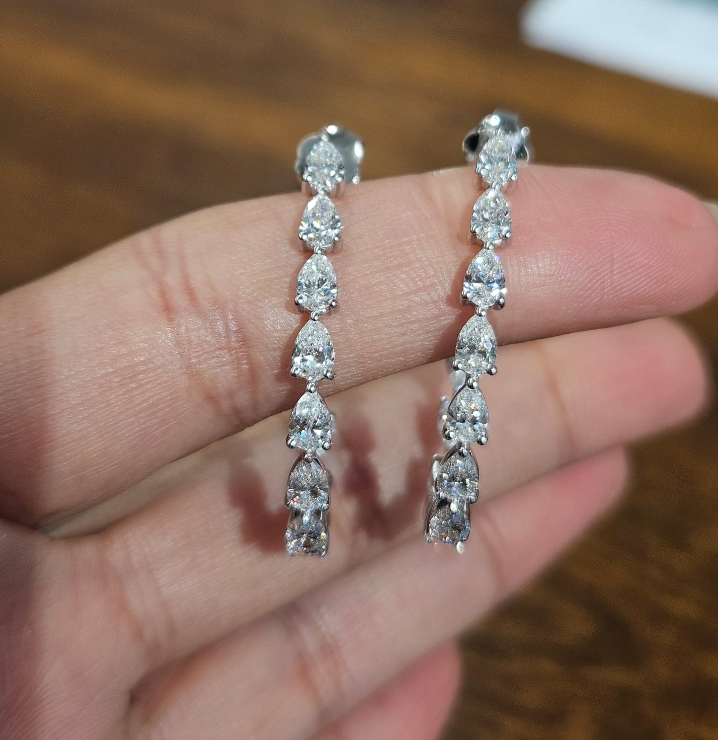 4.01ct Pear Shape White Gold Lab Diamond Hoops
