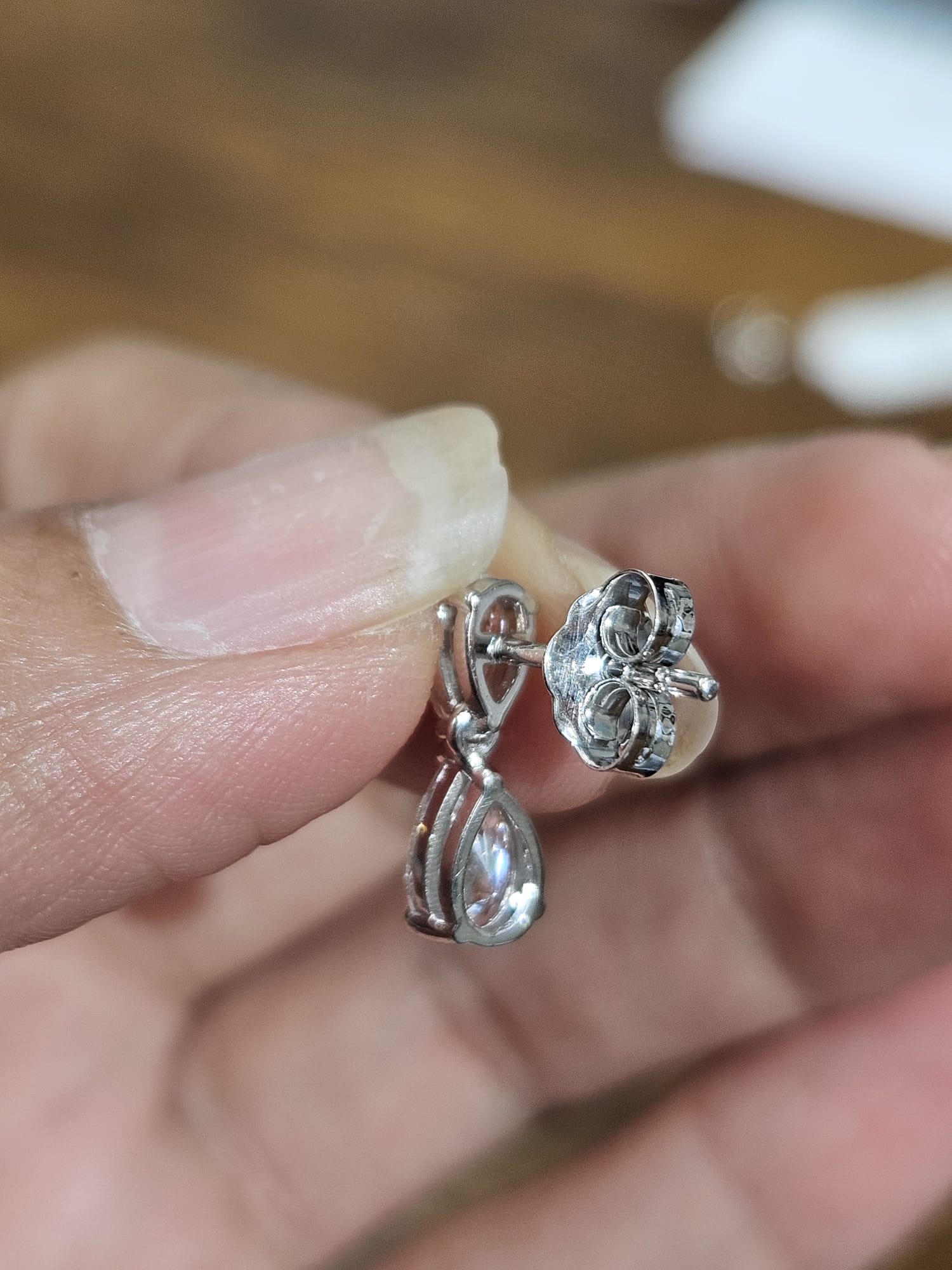 1.59cttw Pear Shape White Gold Small Lab Diamond Dangle Earring