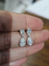 1.59cttw Pear Shape White Gold Small Lab Diamond Dangle Earring
