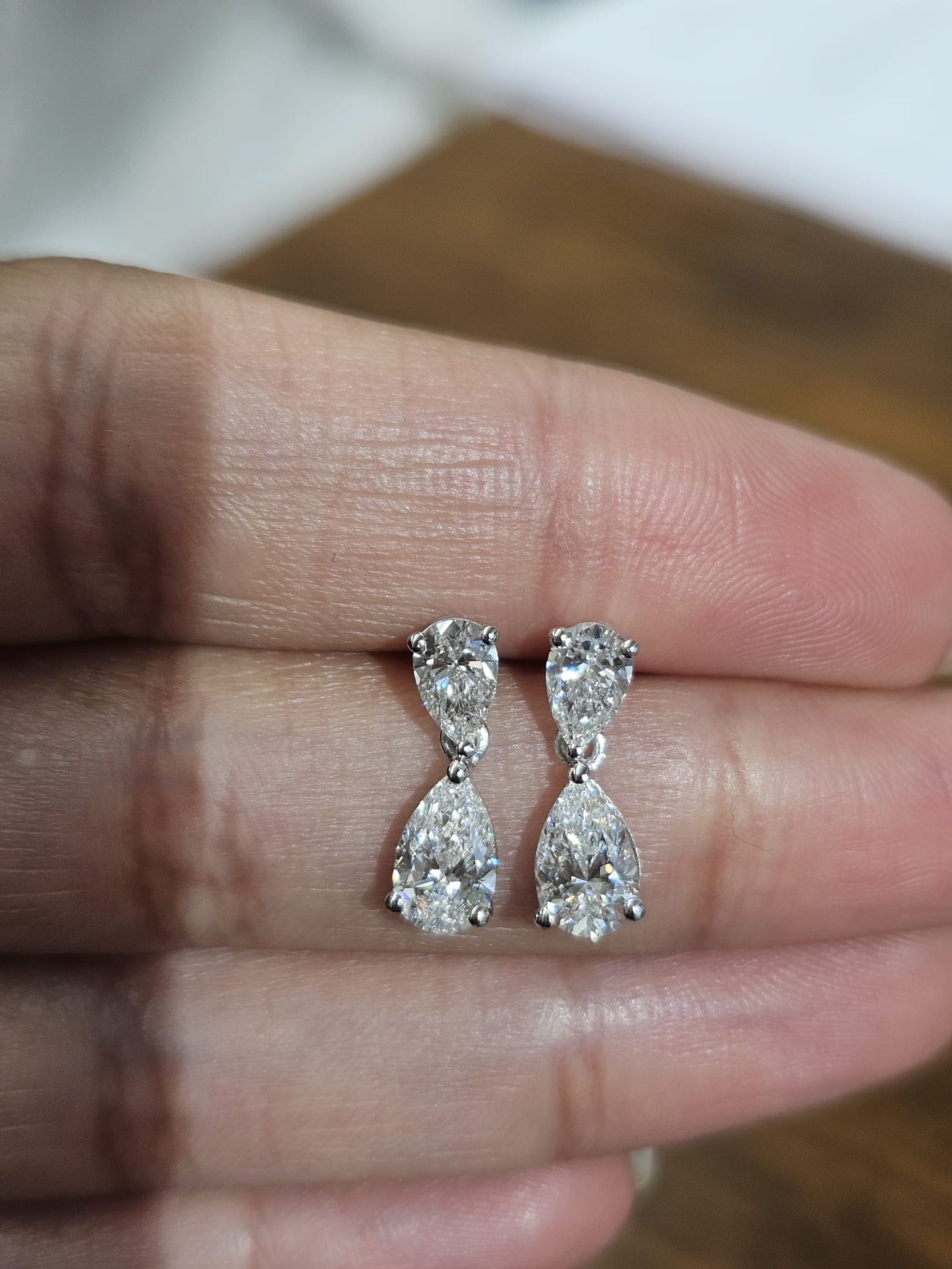 1.59cttw Pear Shape White Gold Small Lab Diamond Dangle Earring