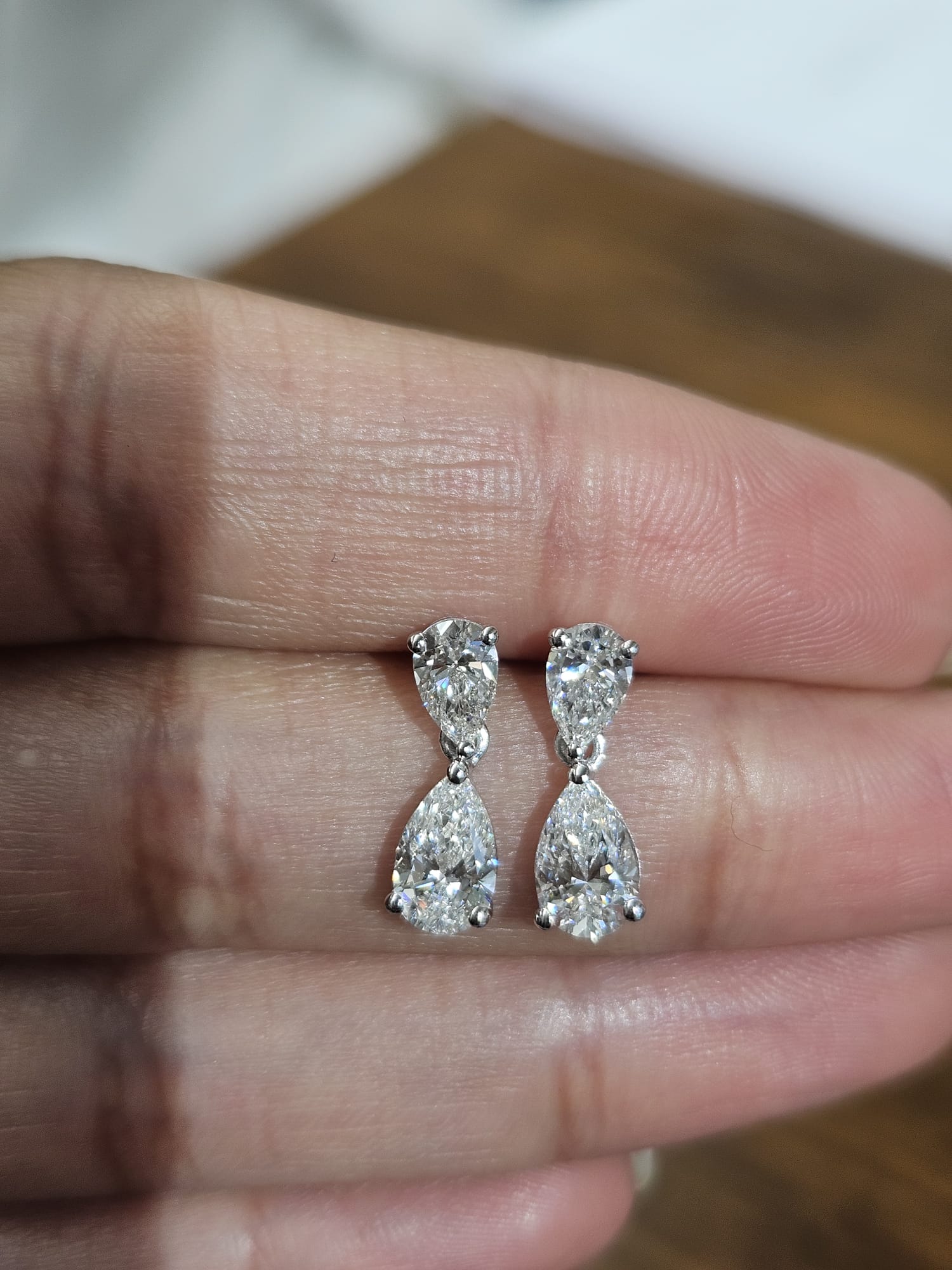 1.59cttw Pear Shape White Gold Small Lab Diamond Dangle Earring