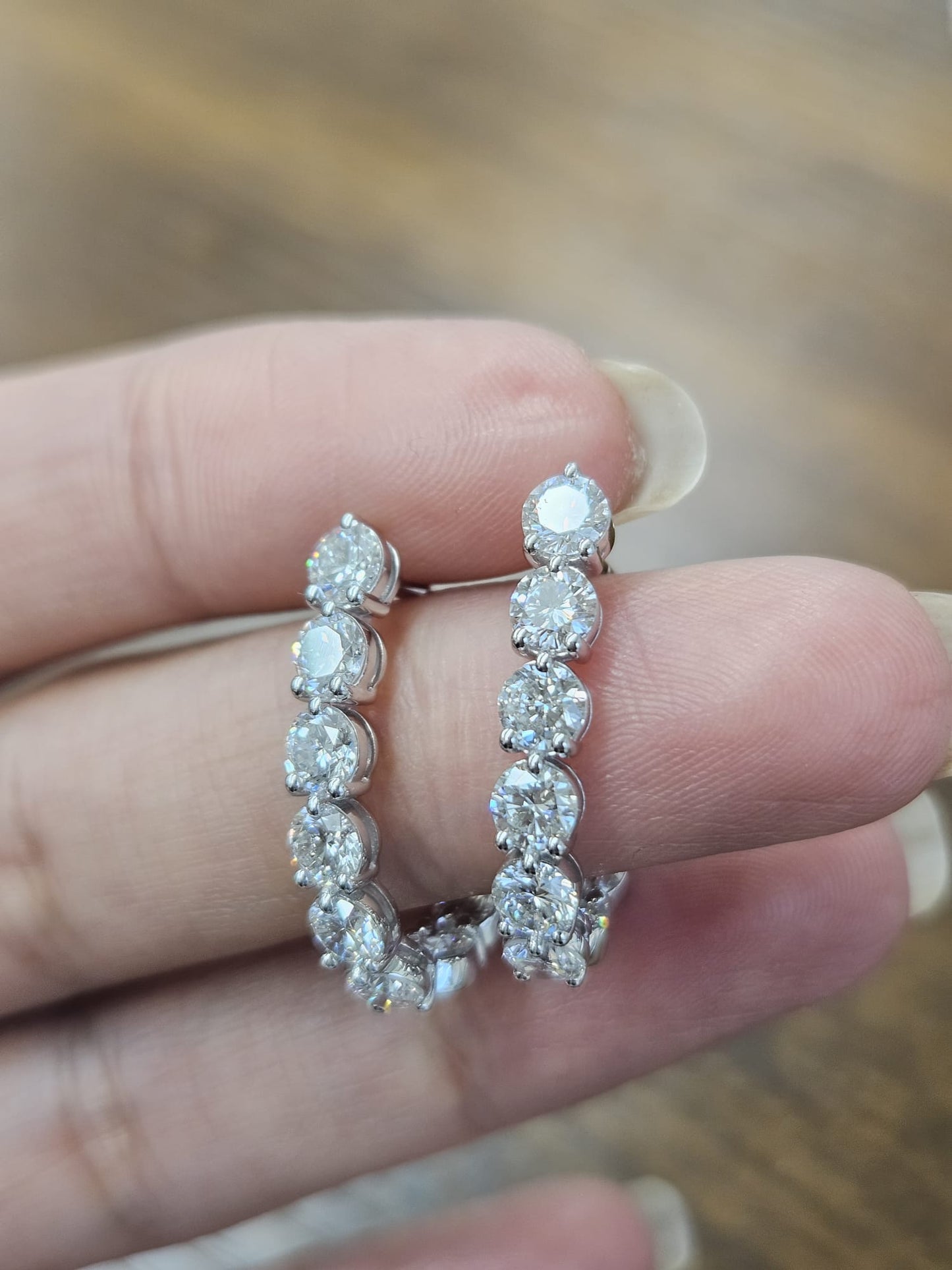 3.54ct White Gold Round Lab Diamond Hoops