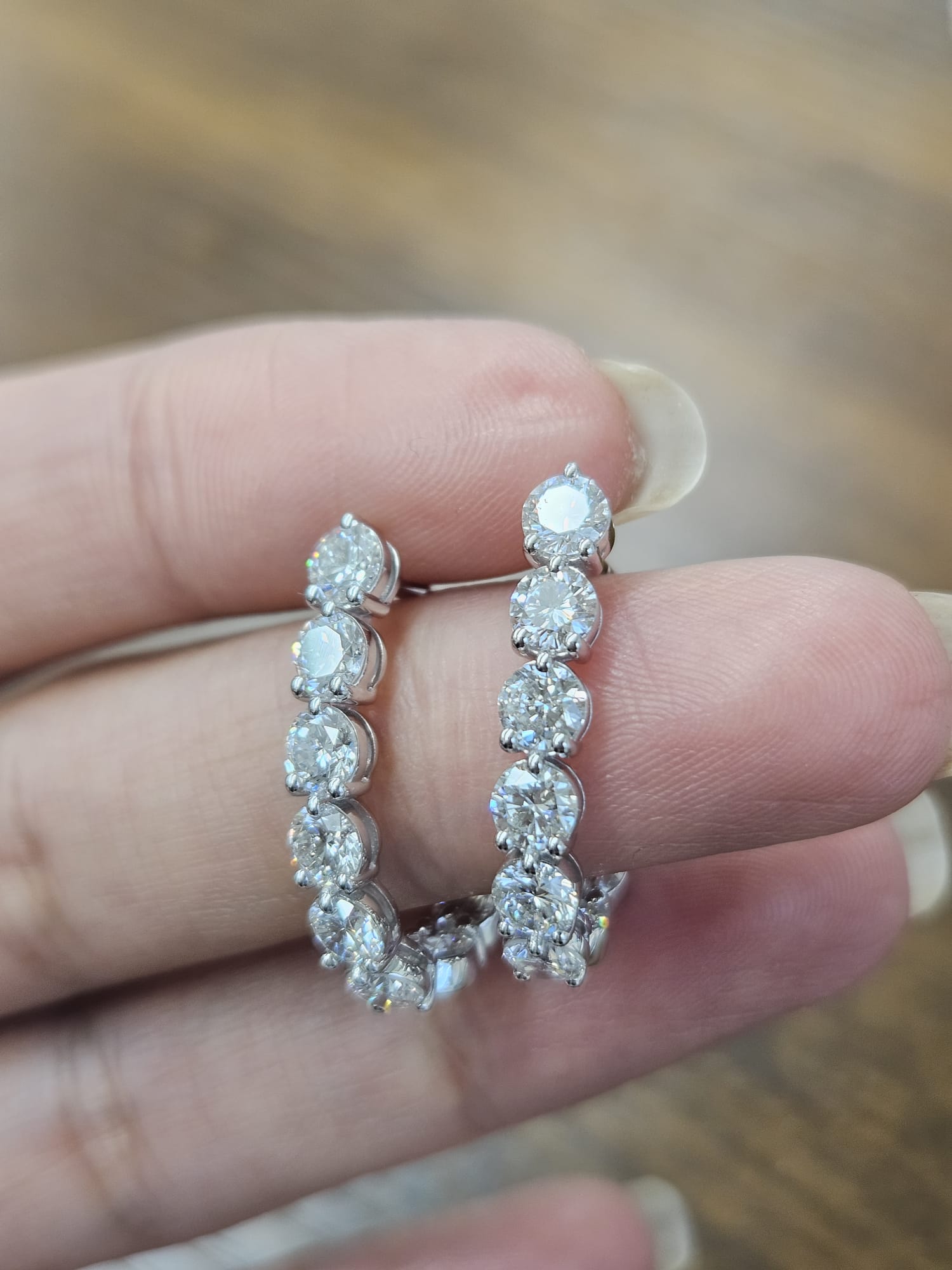 3.54ct White Gold Round Lab Diamond Hoops
