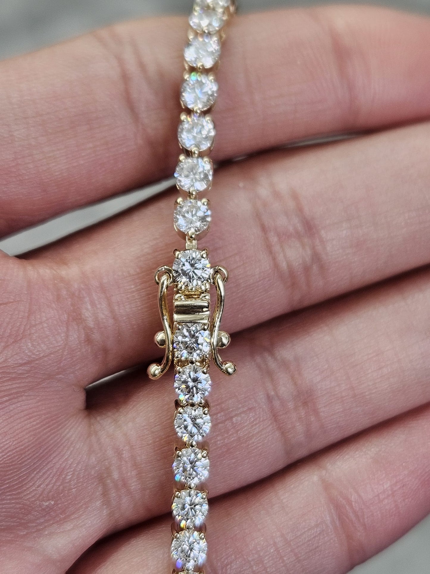 6ct Yellow Gold 3 Prongs Lab Diamond 7" Tennis Bracelet