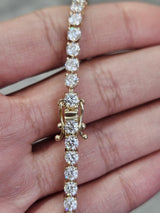 6ct Yellow Gold 3 Prongs Lab Diamond 7" Tennis Bracelet
