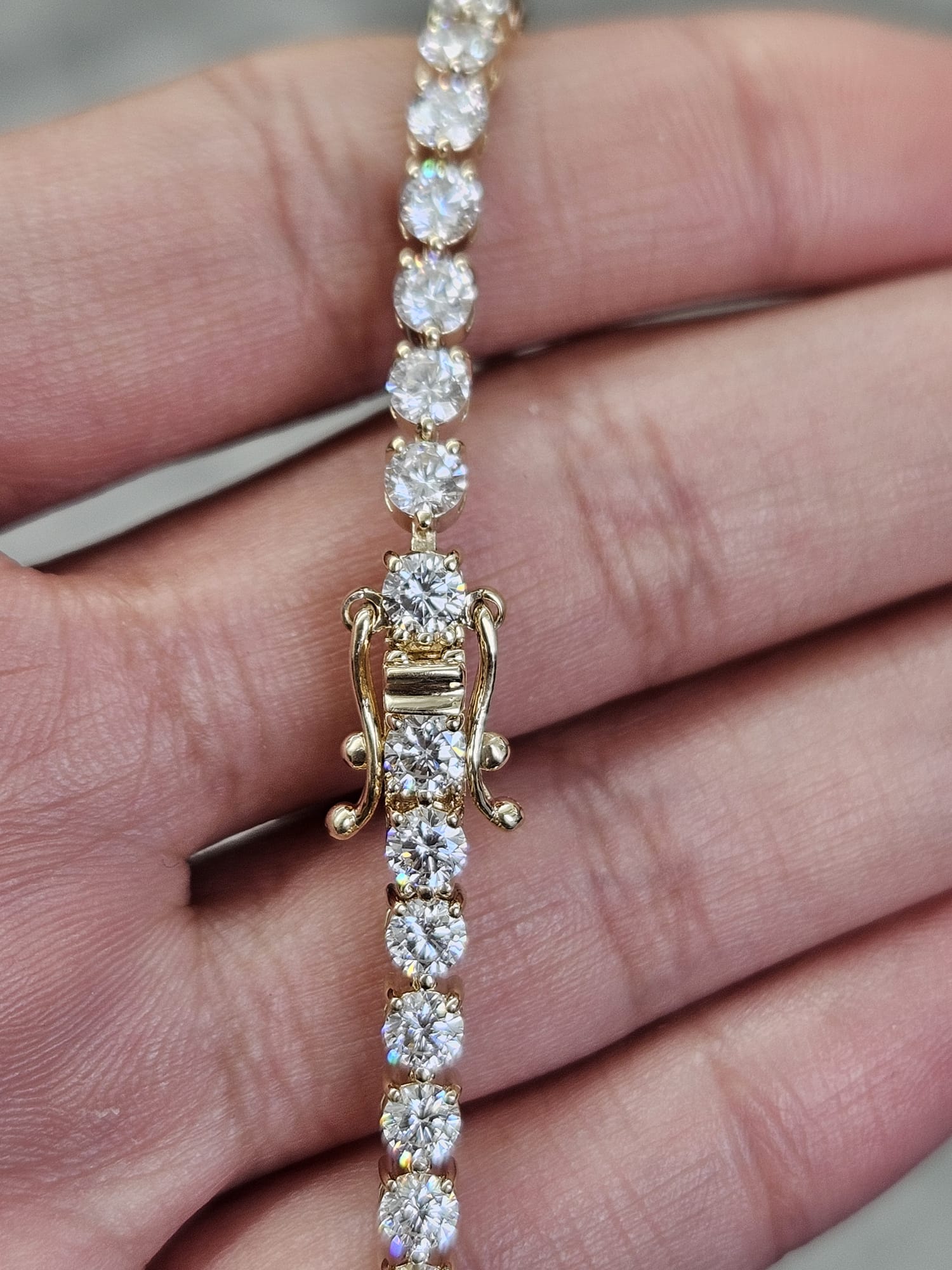 6ct Yellow Gold 3 Prongs Lab Diamond 7" Tennis Bracelet