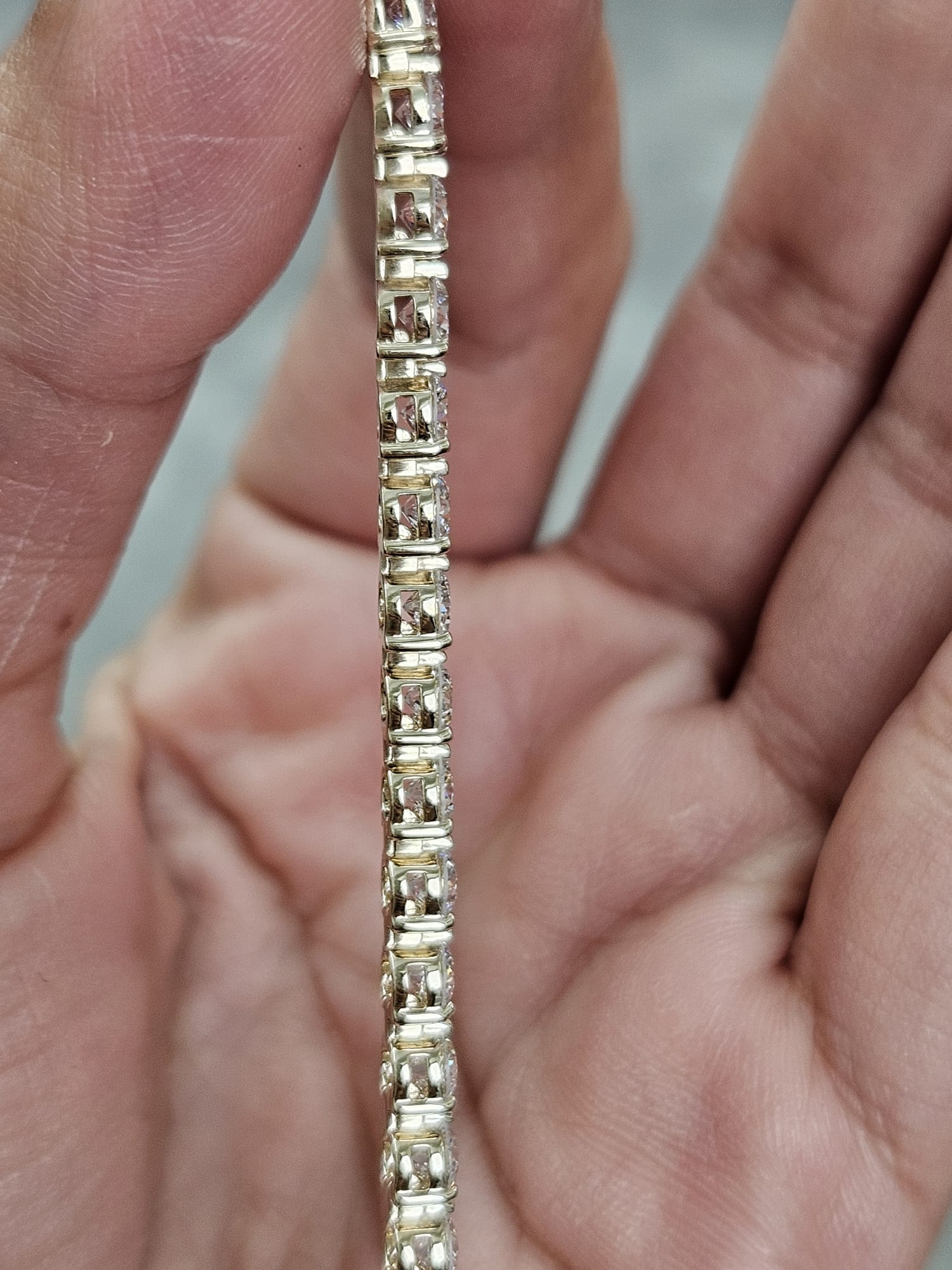 6ct Yellow Gold 3 Prongs Lab Diamond 7" Tennis Bracelet