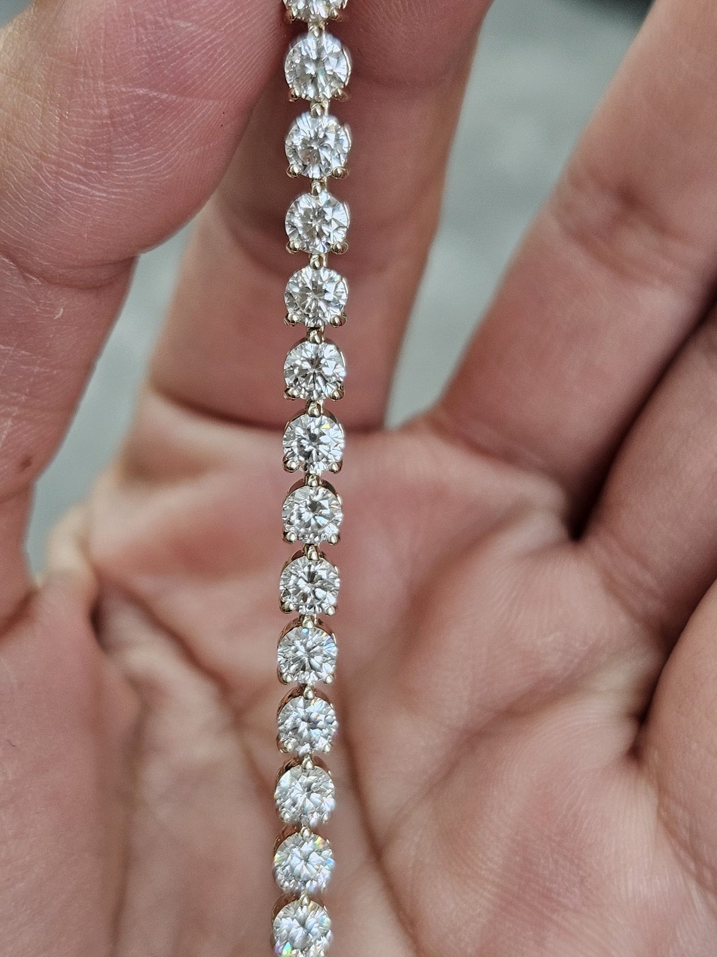 6ct Yellow Gold 3 Prongs Lab Diamond 7" Tennis Bracelet