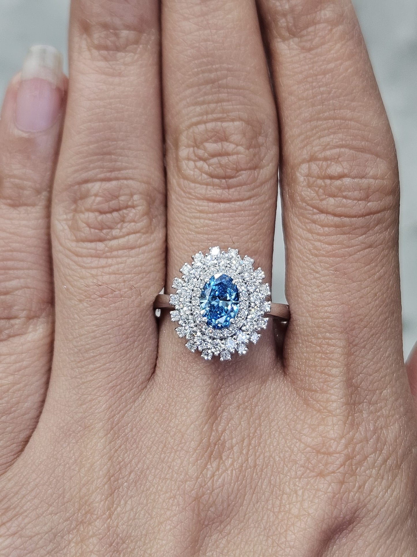 1.38ct White Gold with Blue Lab Diamond Ring