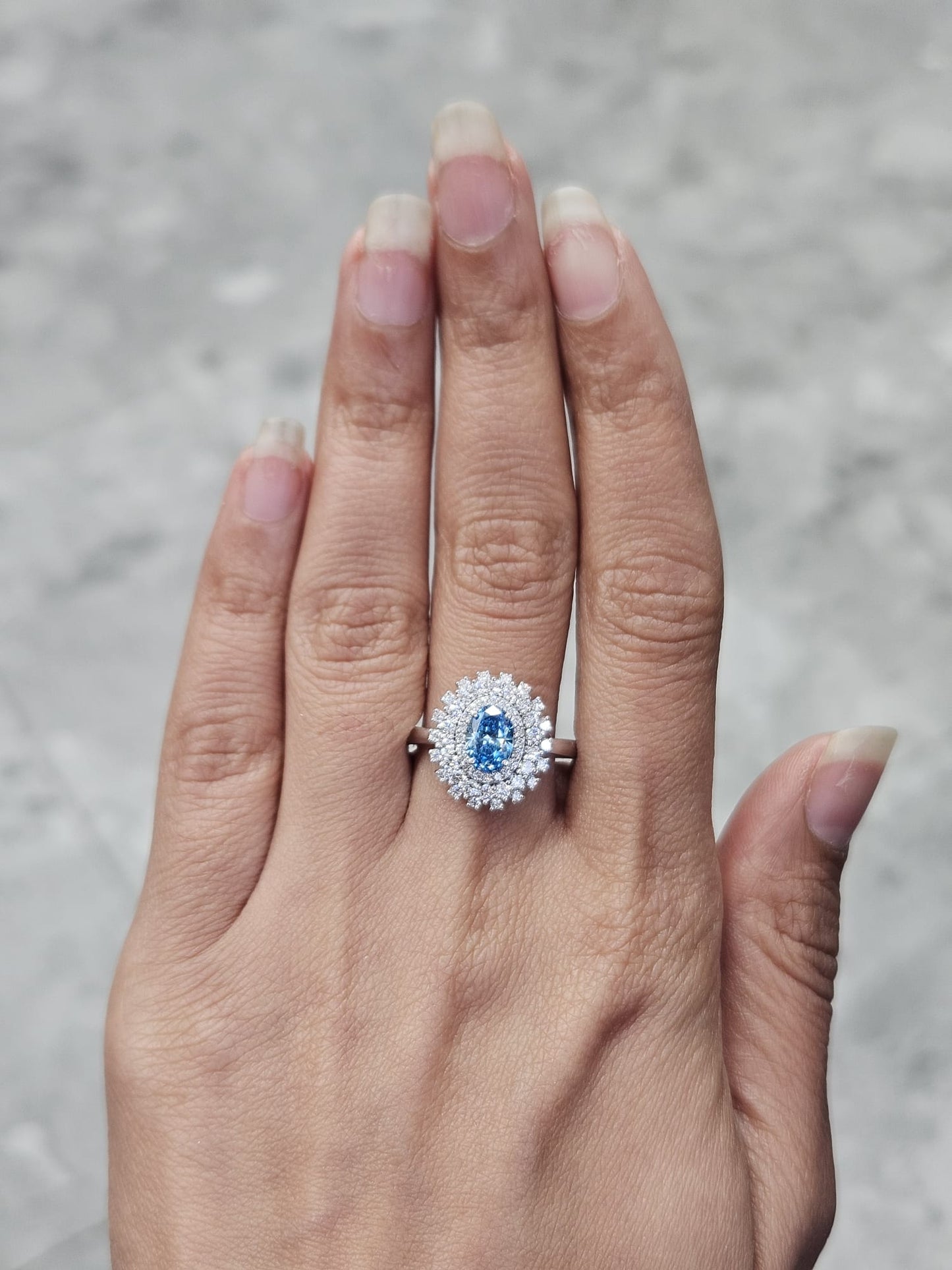 1.38ct White Gold with Blue Lab Diamond Ring