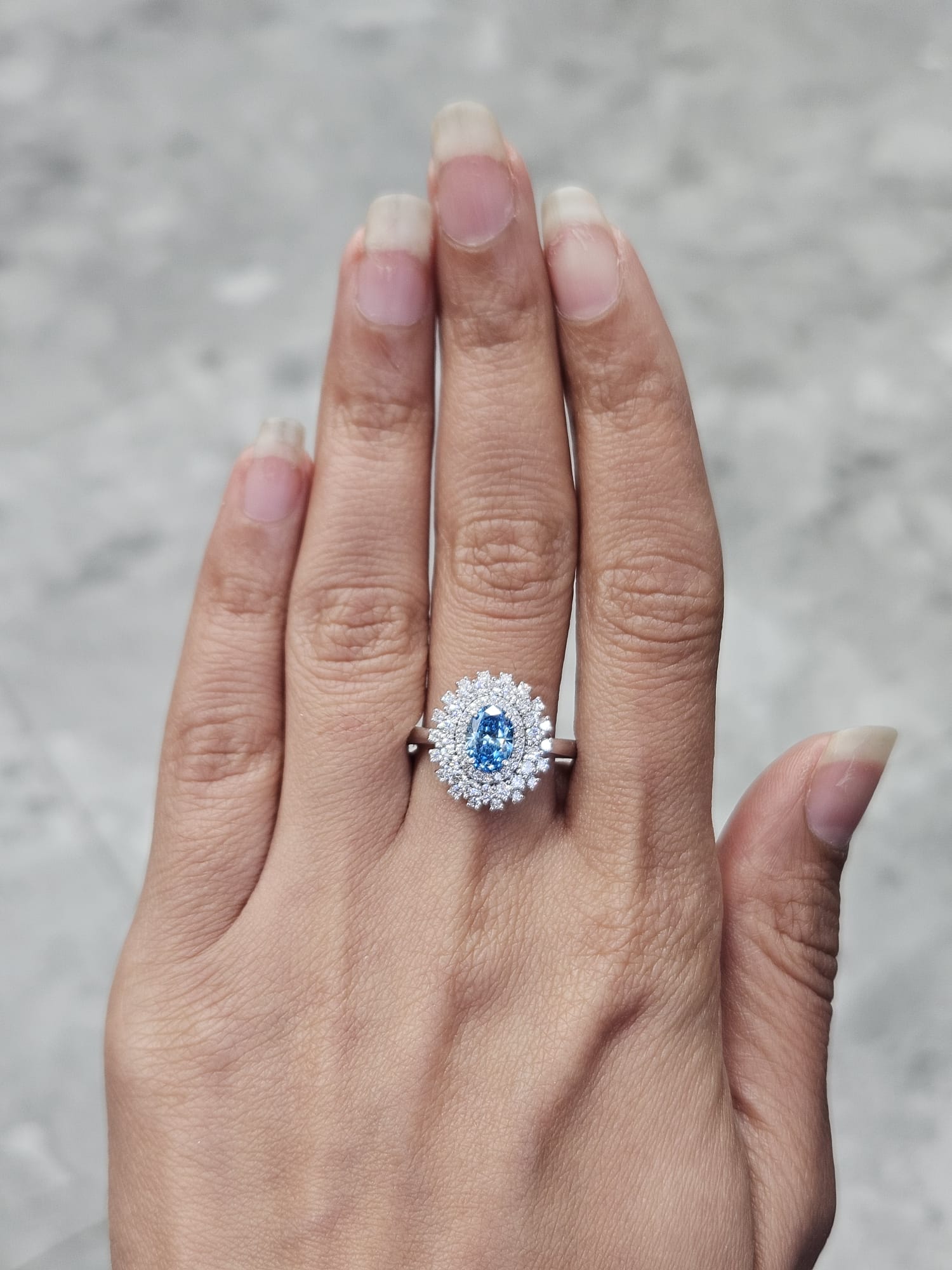 1.38ct White Gold with Blue Lab Diamond Ring