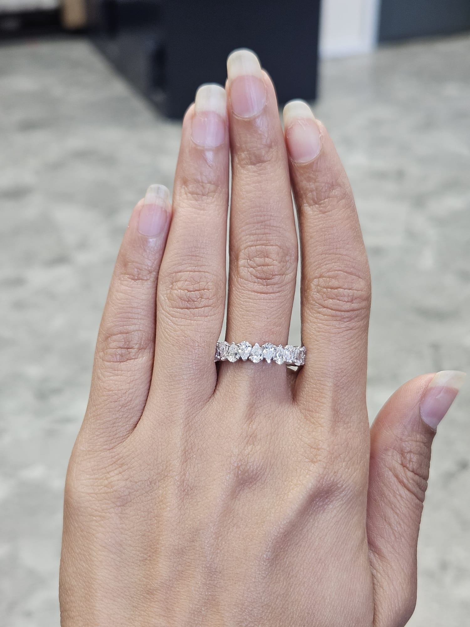 2.95ct White Gold Pear Lab Diamond Eternity Band