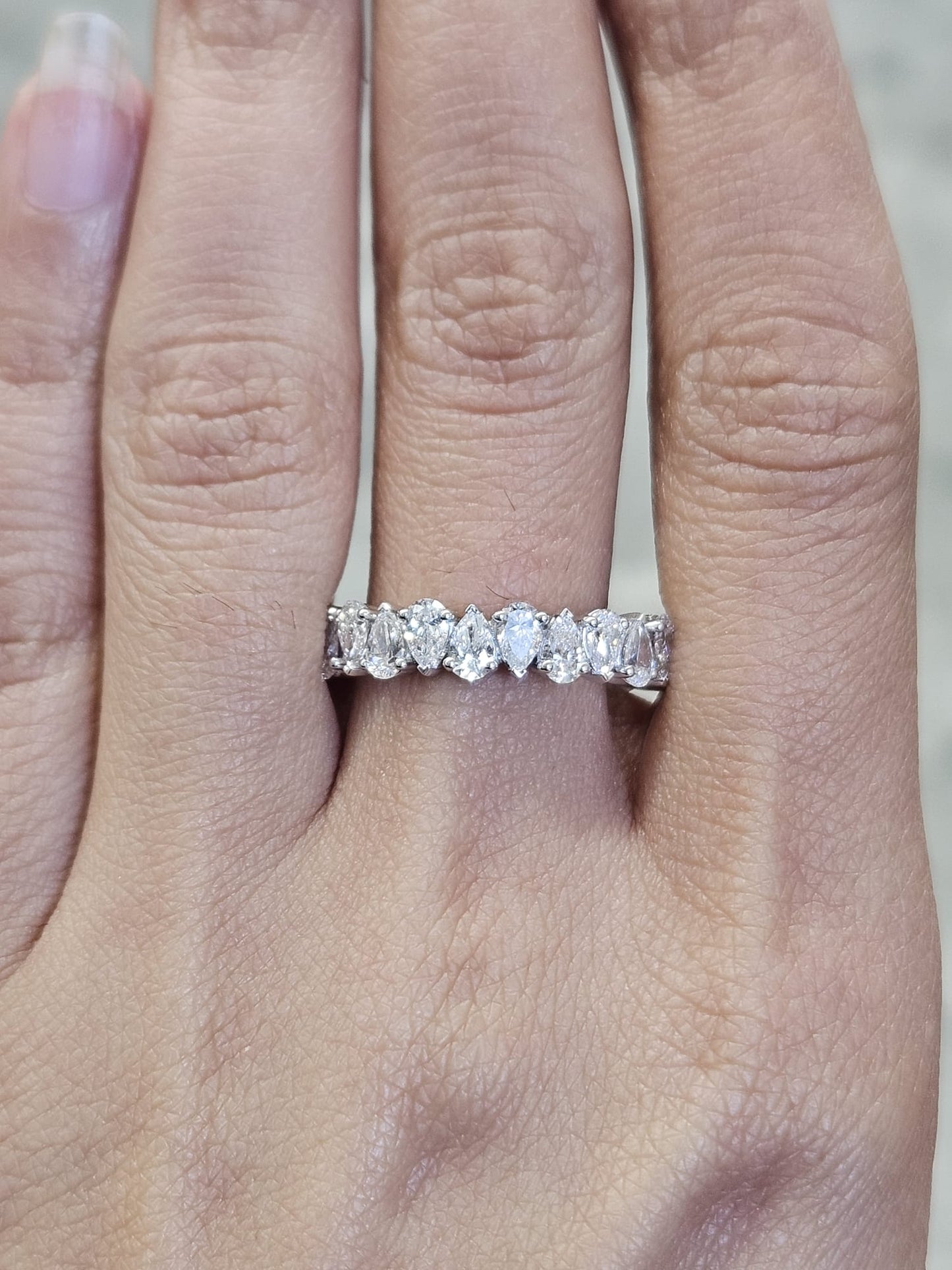 2.95ct White Gold Pear Lab Diamond Eternity Band