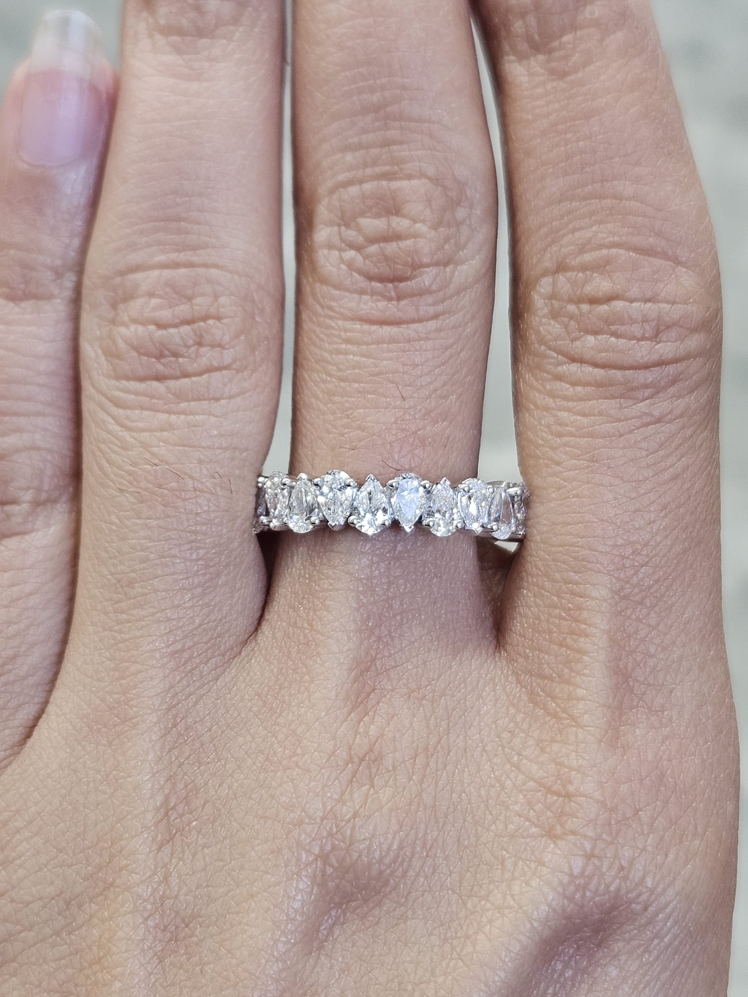 2.95ct White Gold Pear Lab Diamond Eternity Band