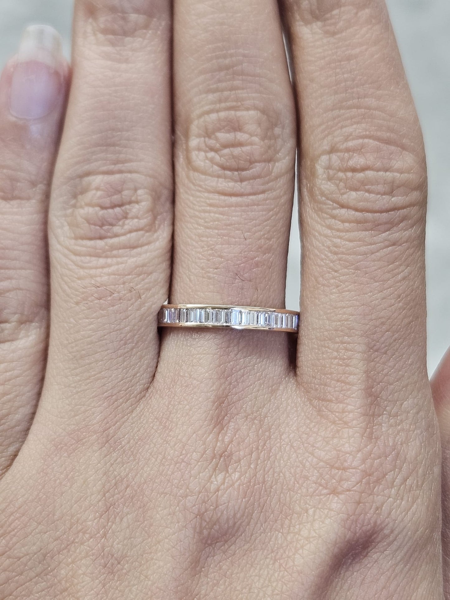 0.88ct Rose Gold Emerald Lab Diamond Eternity Band