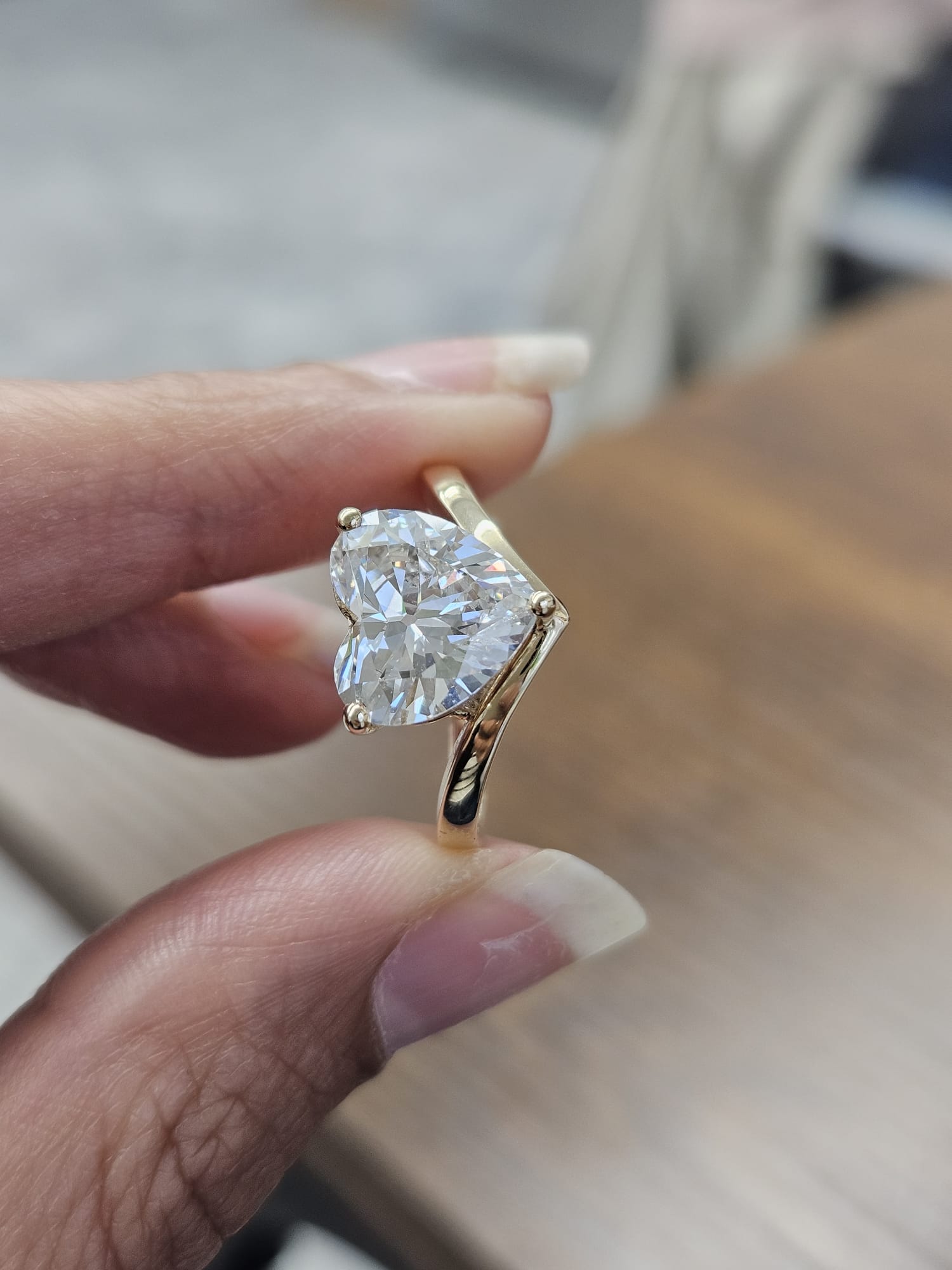 3.06ct Yellow Gold Heart Shape Lab Diamond Ring