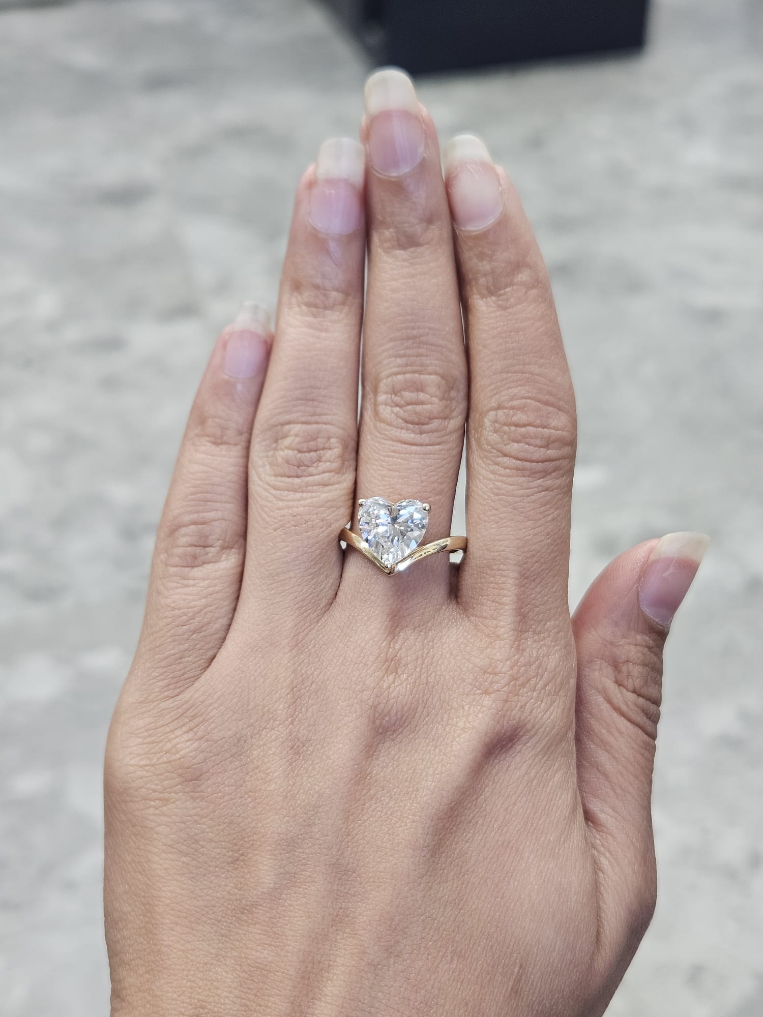 3.06ct Yellow Gold Heart Shape Lab Diamond Ring