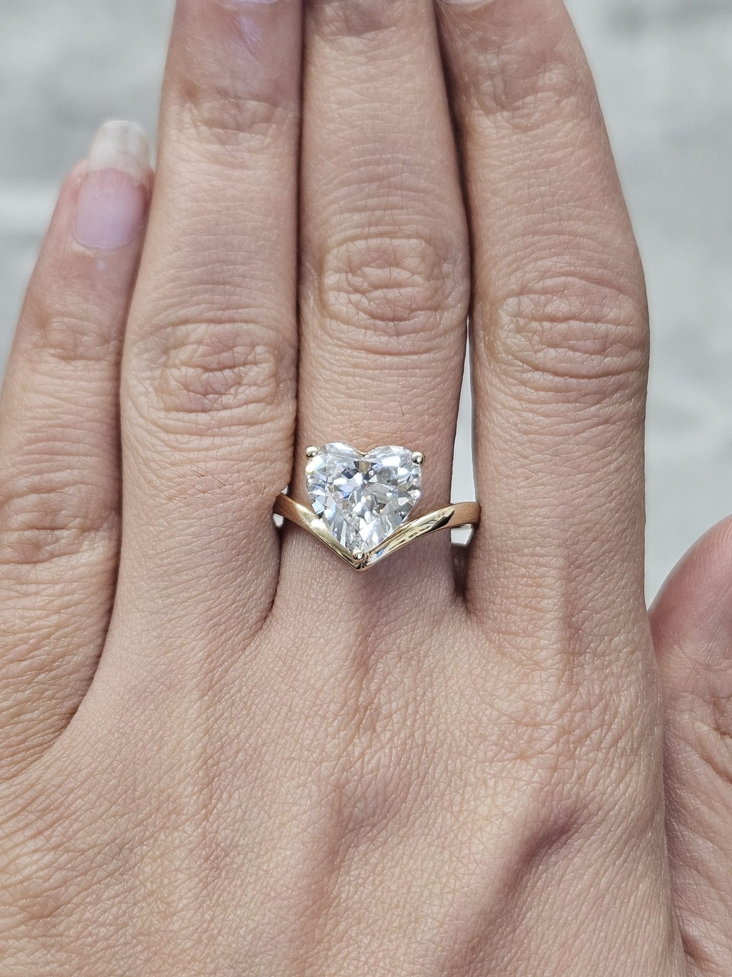 3.06ct Yellow Gold Heart Shape Lab Diamond Ring
