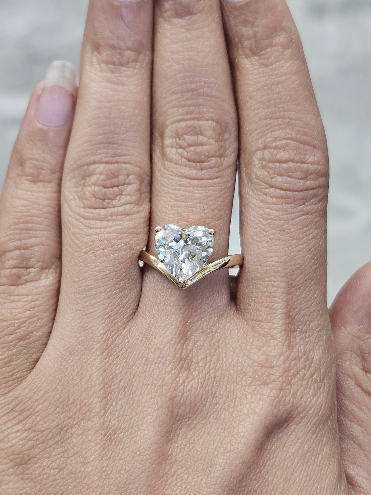 3.06ct Yellow Gold Heart Shape Lab Diamond Ring
