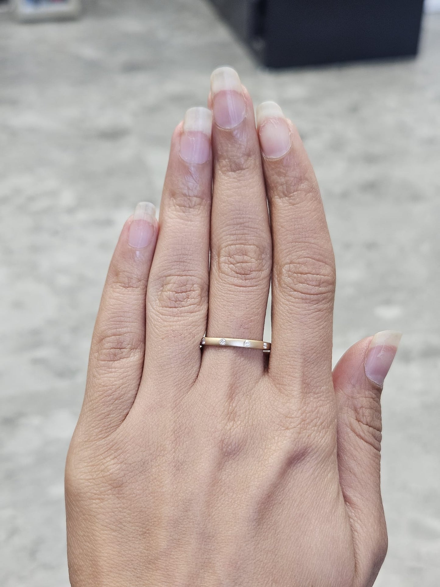 0.14ct Yellow Gold Matt Finish Round Lab Diamond Band