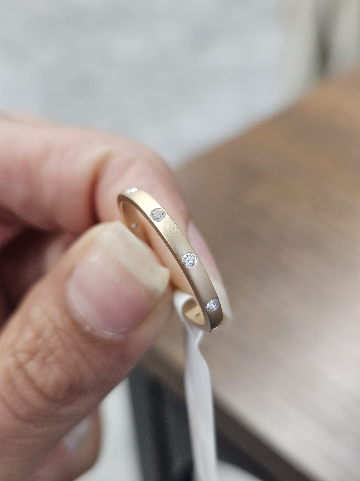 0.14ct Yellow Gold Matt Finish Round Lab Diamond Band