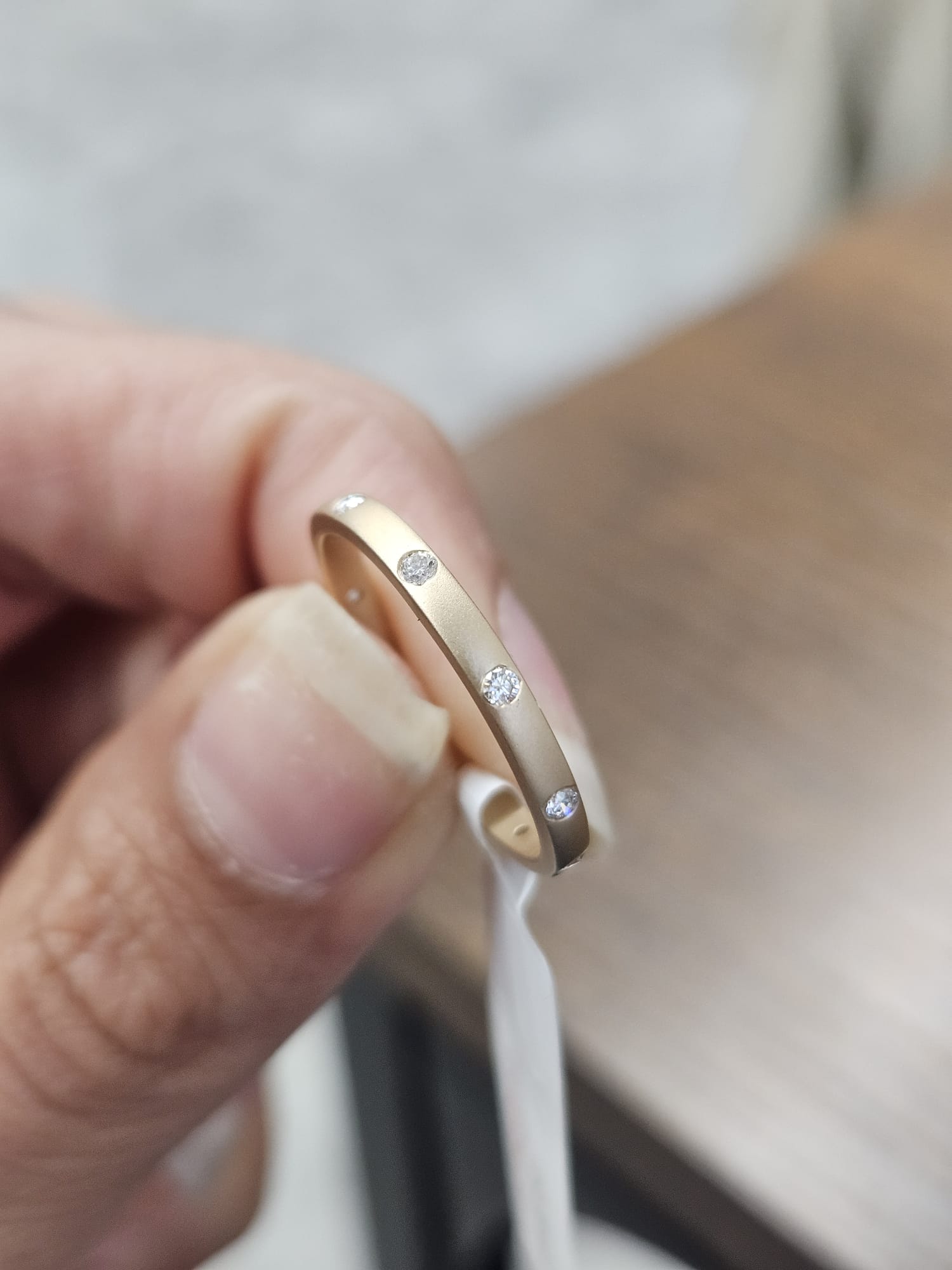 0.14ct Yellow Gold Matt Finish Round Lab Diamond Band