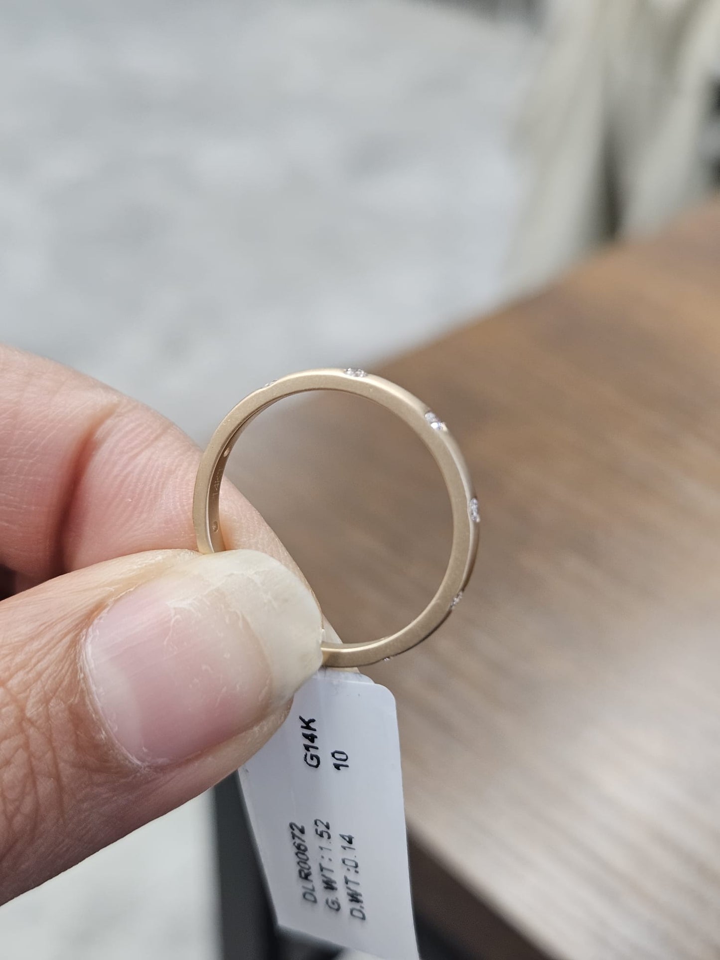 0.14ct Yellow Gold Matt Finish Round Lab Diamond Band