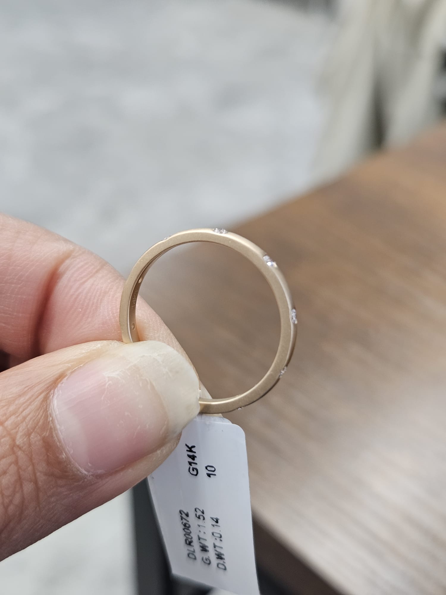 0.14ct Yellow Gold Matt Finish Round Lab Diamond Band
