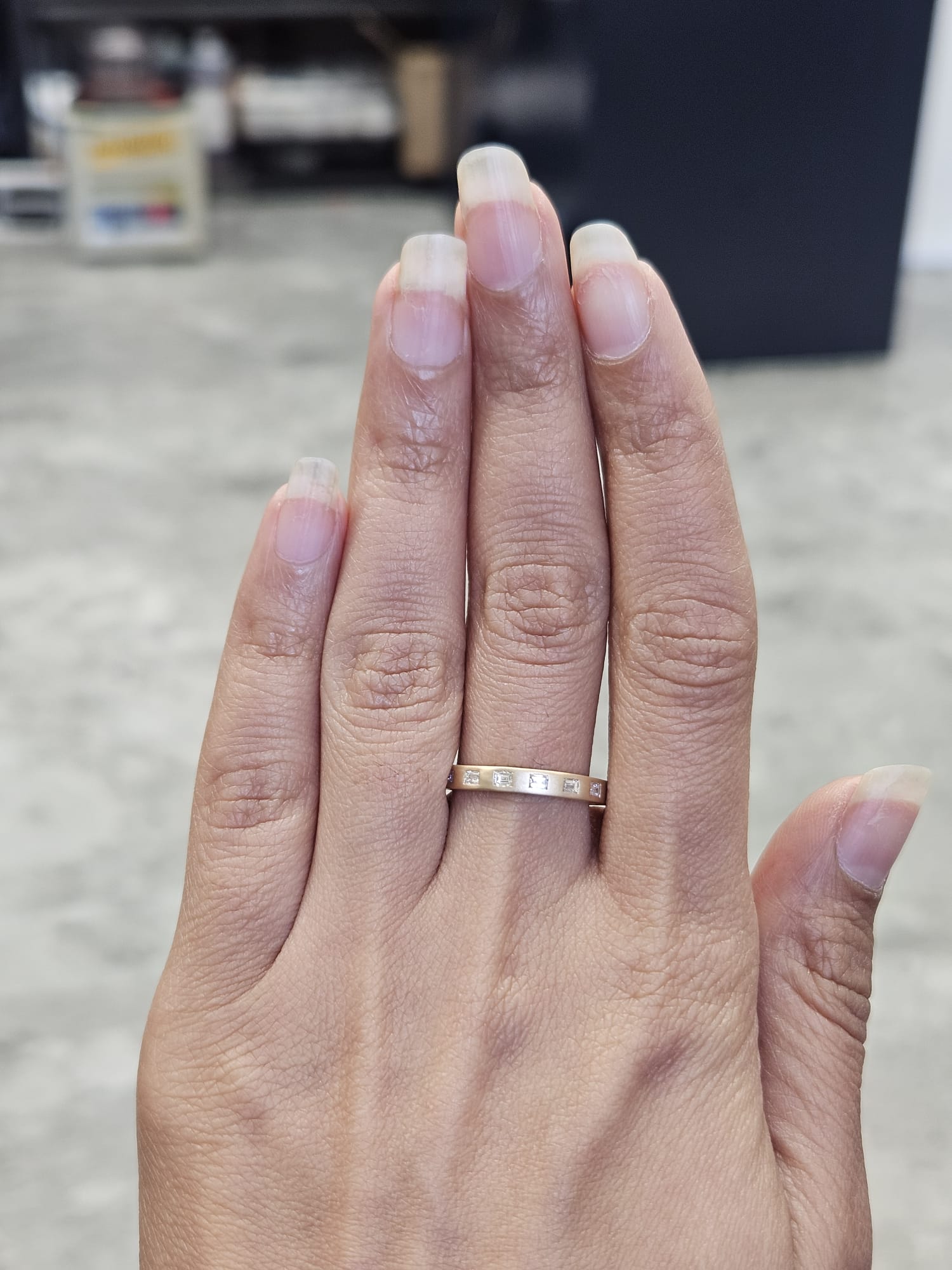 0.46ct Yellow Gold Matt Finish Emerald Lab Diamond Band