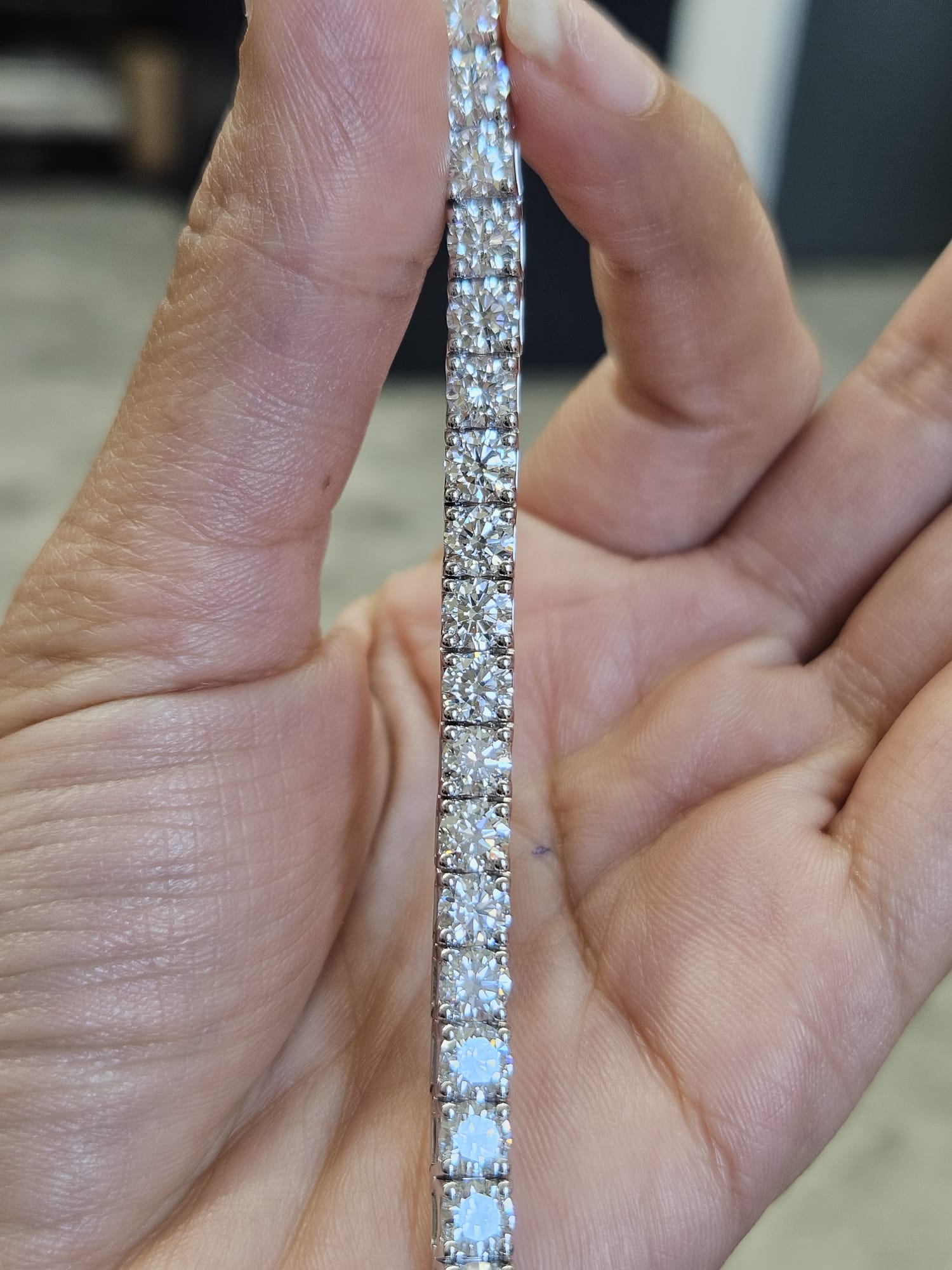 13.5ct White Gold Round Lab Diamond 7" Bracelet