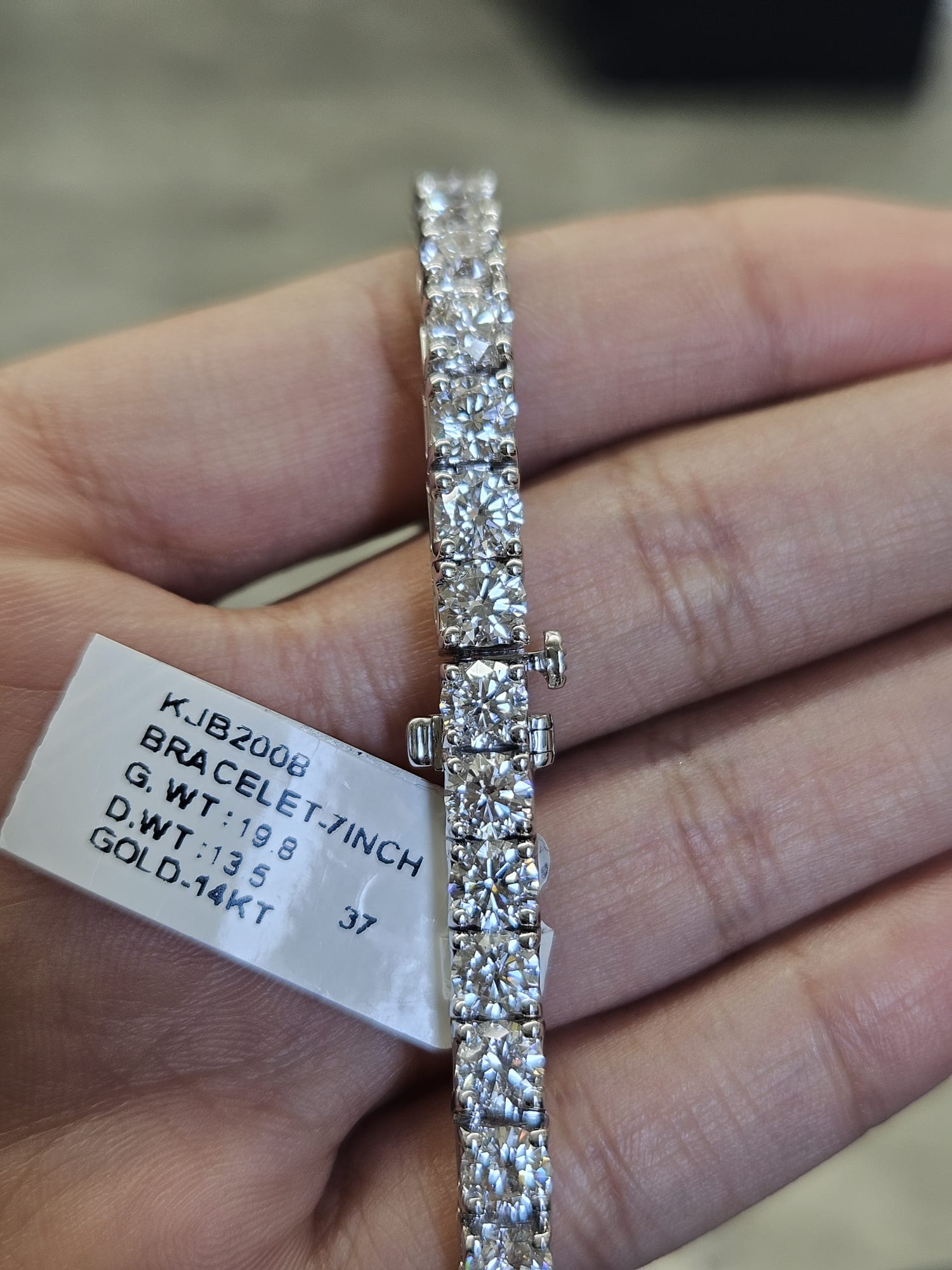 13.5ct White Gold Round Lab Diamond 7" Bracelet