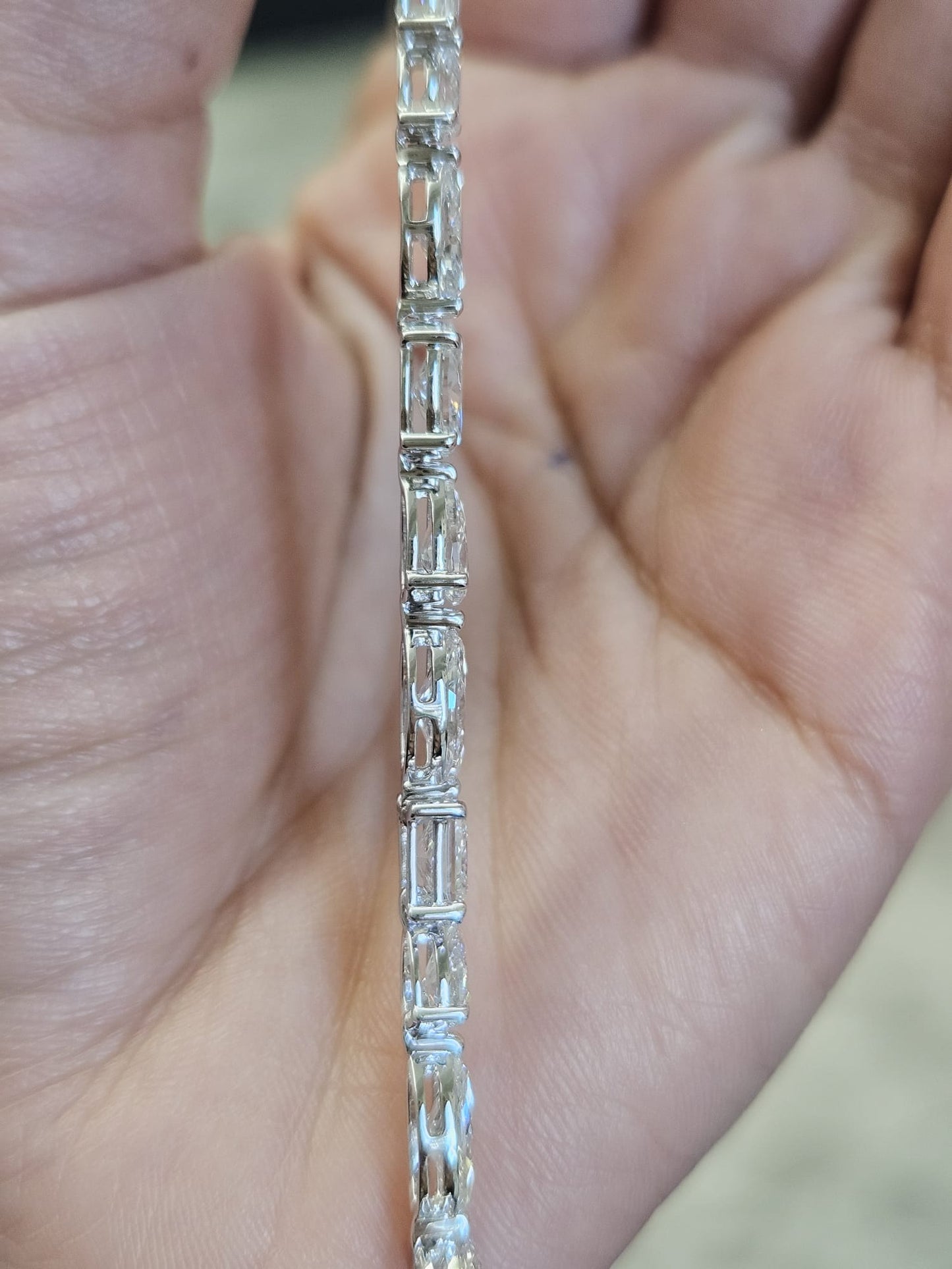 Sold to Sanah 7.95ct White Gold Multi Shape Lab Diamond 7" Bracelet
