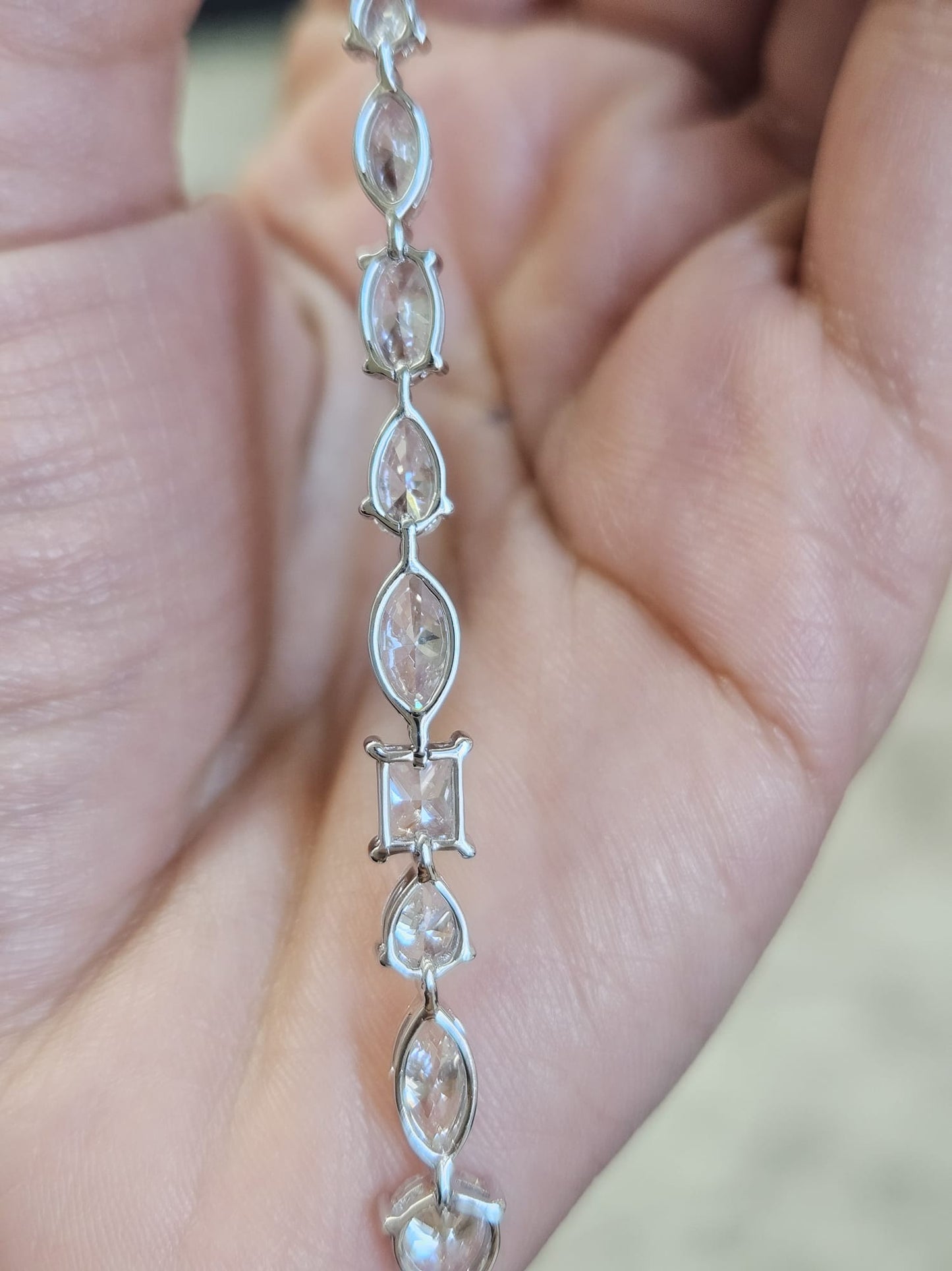 Sold to Sanah 7.95ct White Gold Multi Shape Lab Diamond 7" Bracelet