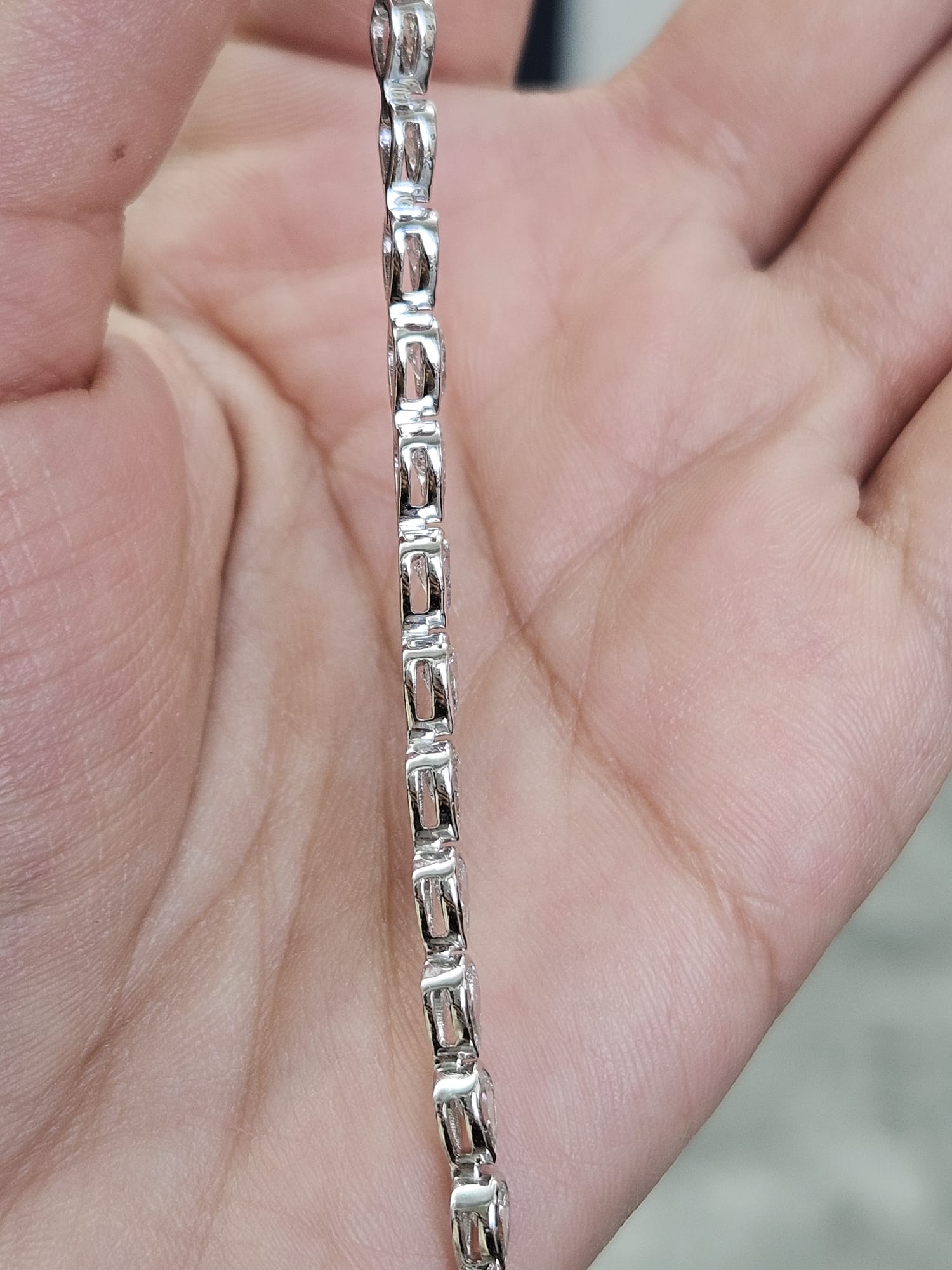 9.56Ct White Gold Bezel Set Pear Shape Lab Diamond 7" Bracelet