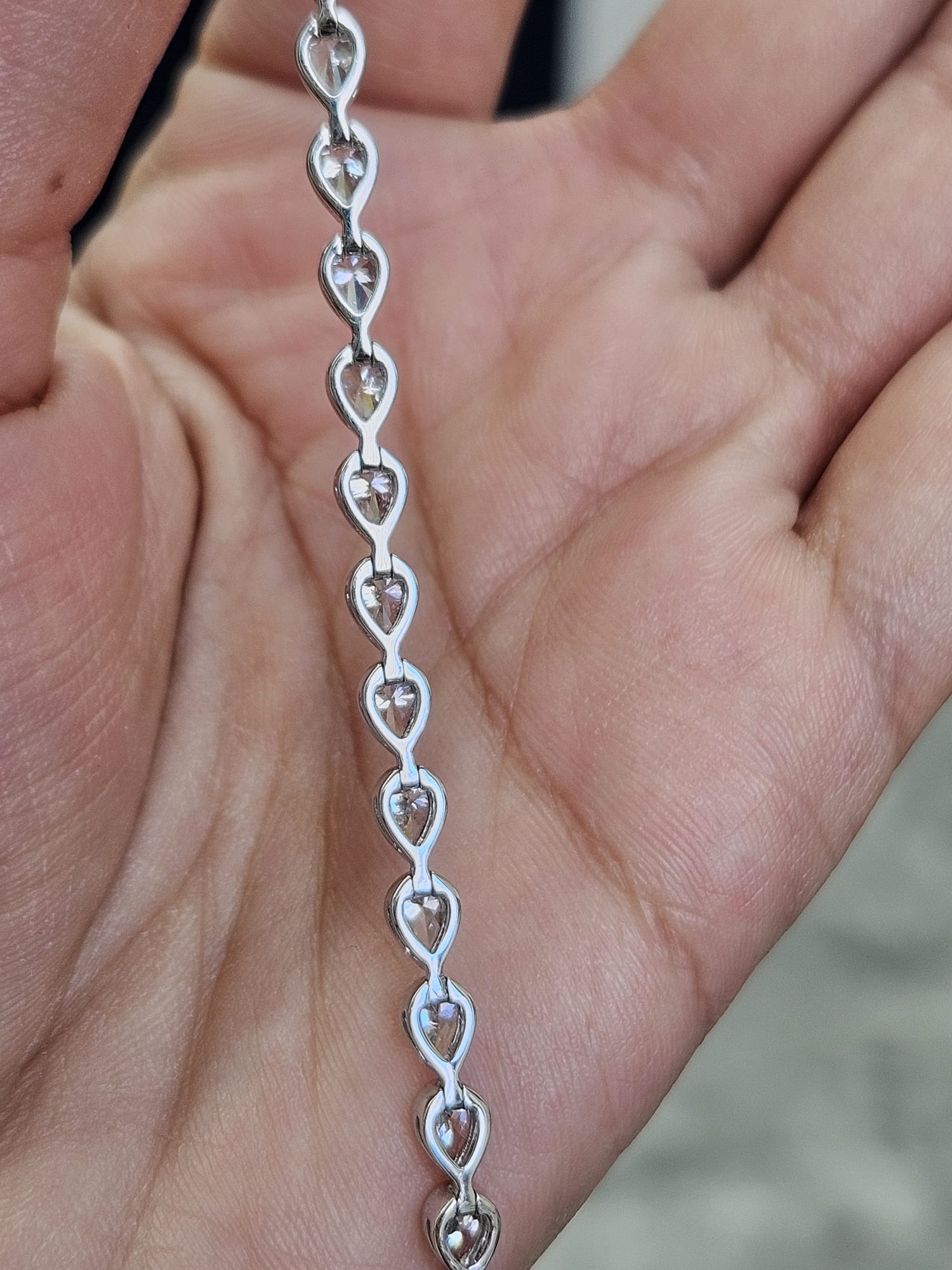 9.56Ct White Gold Bezel Set Pear Shape Lab Diamond 7" Bracelet