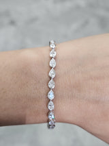 9.56Ct White Gold Bezel Set Pear Shape Lab Diamond 7" Bracelet