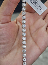6.63Ct White Gold Bezel Set Round Lab Diamond 7" Bracelet
