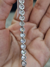 6.63Ct White Gold Bezel Set Round Lab Diamond 7" Bracelet